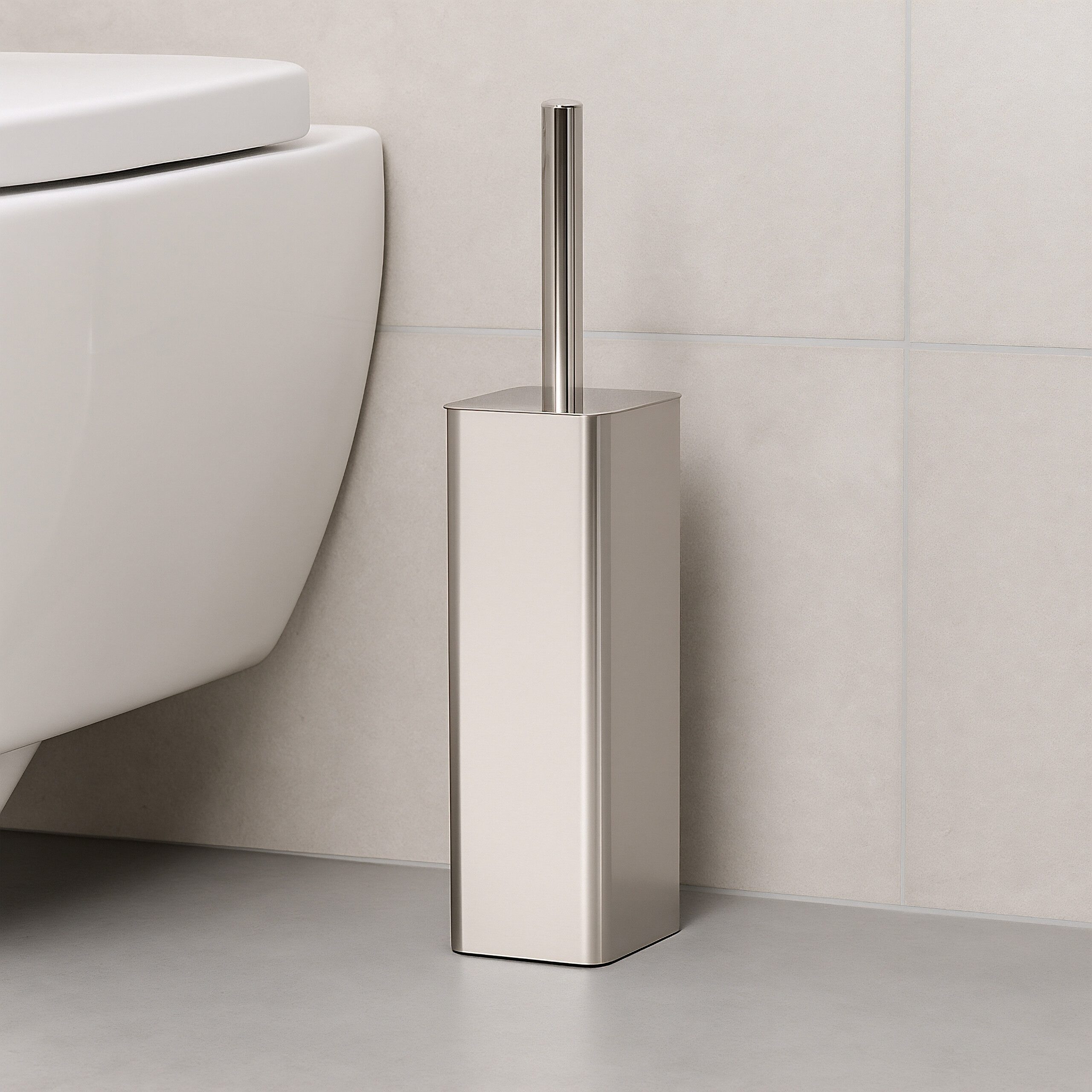 relaxdays Badezimmer-Set WC-Bürstenhalter Edelstahl, silber günstig online kaufen