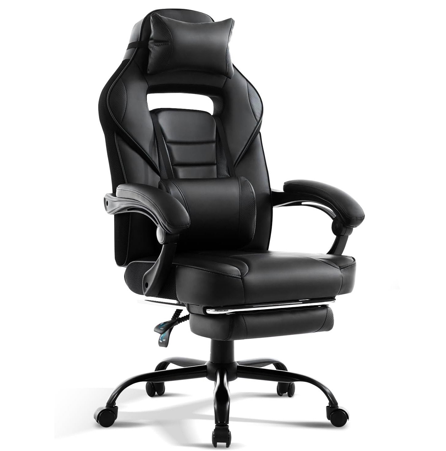 GarveeMore Gaming-Stuhl mit Fußstütze und Lendenwirbelstütze,360° günstig online kaufen