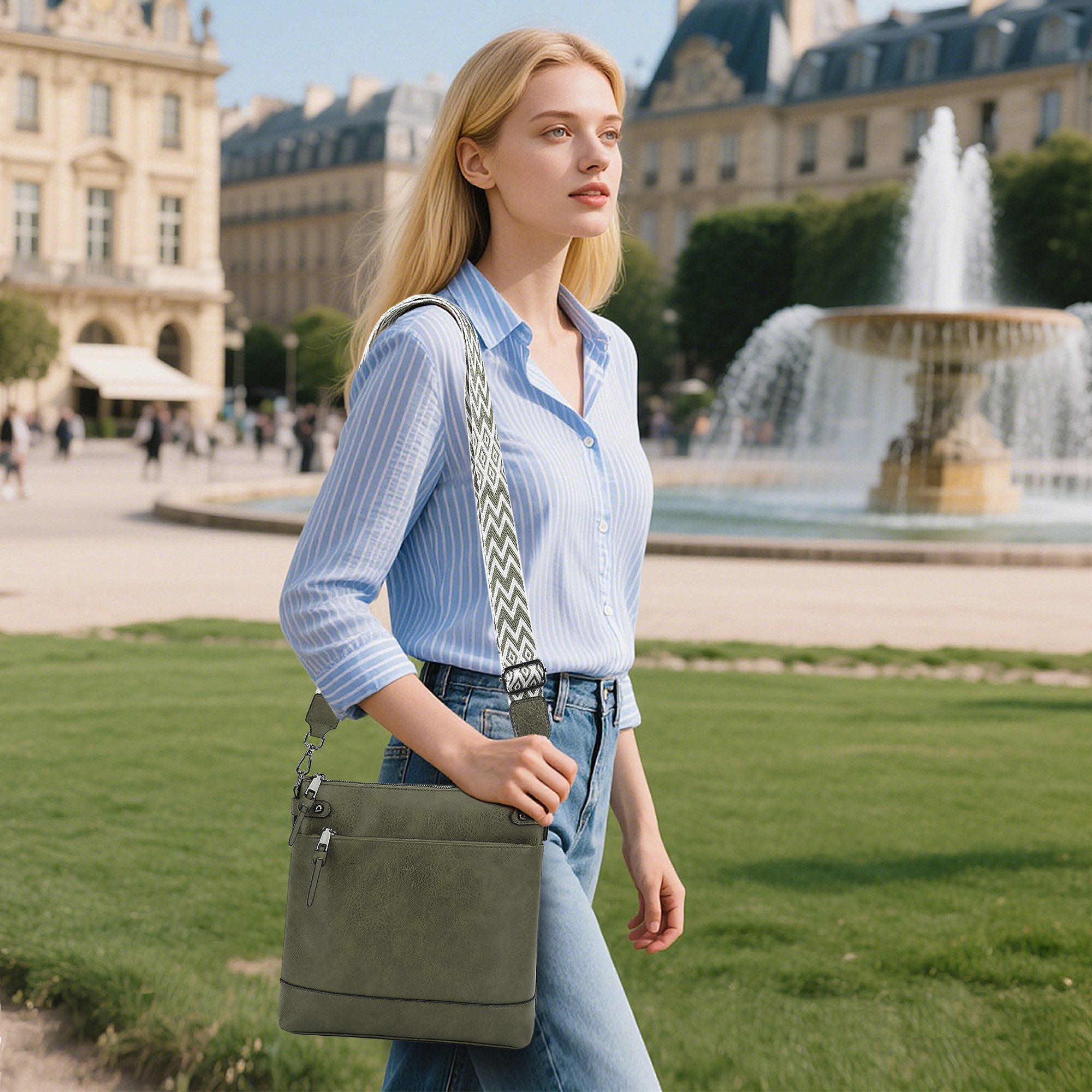 TAN.TOMI Schultertasche Mittel Damen Umhängetasche Crossbody Bag Leicht Tasche Bag, Mit Verstellbar Abnehmbar Breiter Gurt Pendeln Reise Campus