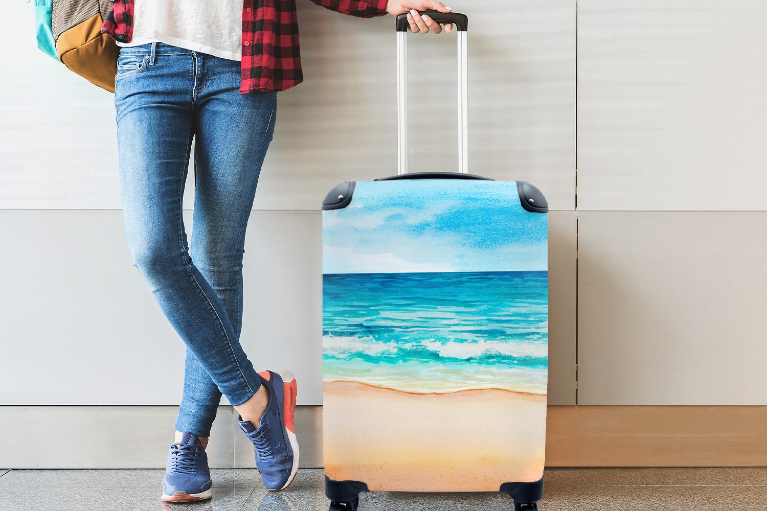 - Handgepäckkoffer Reisekoffer Reisetasche Trolley, Rollen, für Handgepäck 4 Golf Ferien, - rollen, mit MuchoWow Strand Meer,