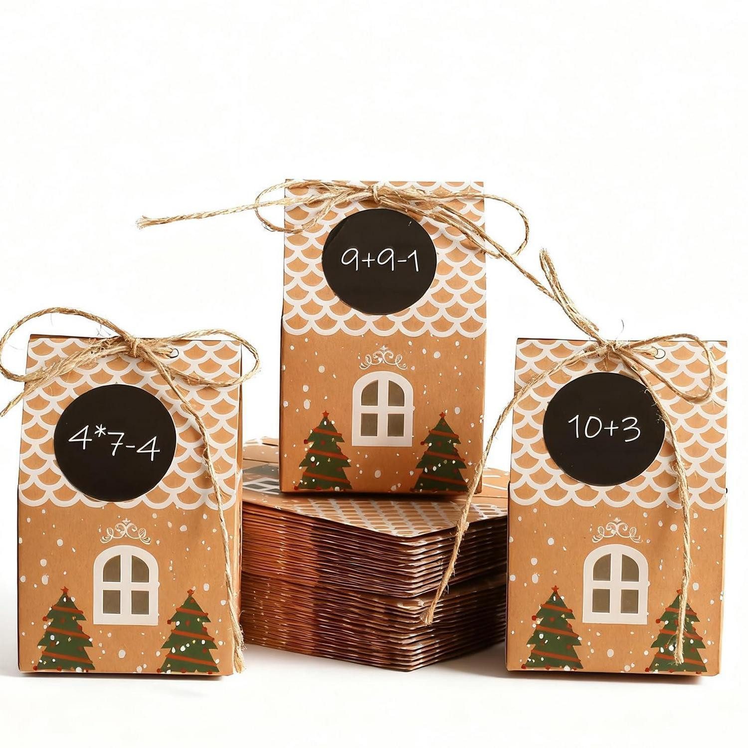 LuxusKollektion DIY-Adventskalender Adventskalender Häuser 50 Stück DIY Kraftpapier