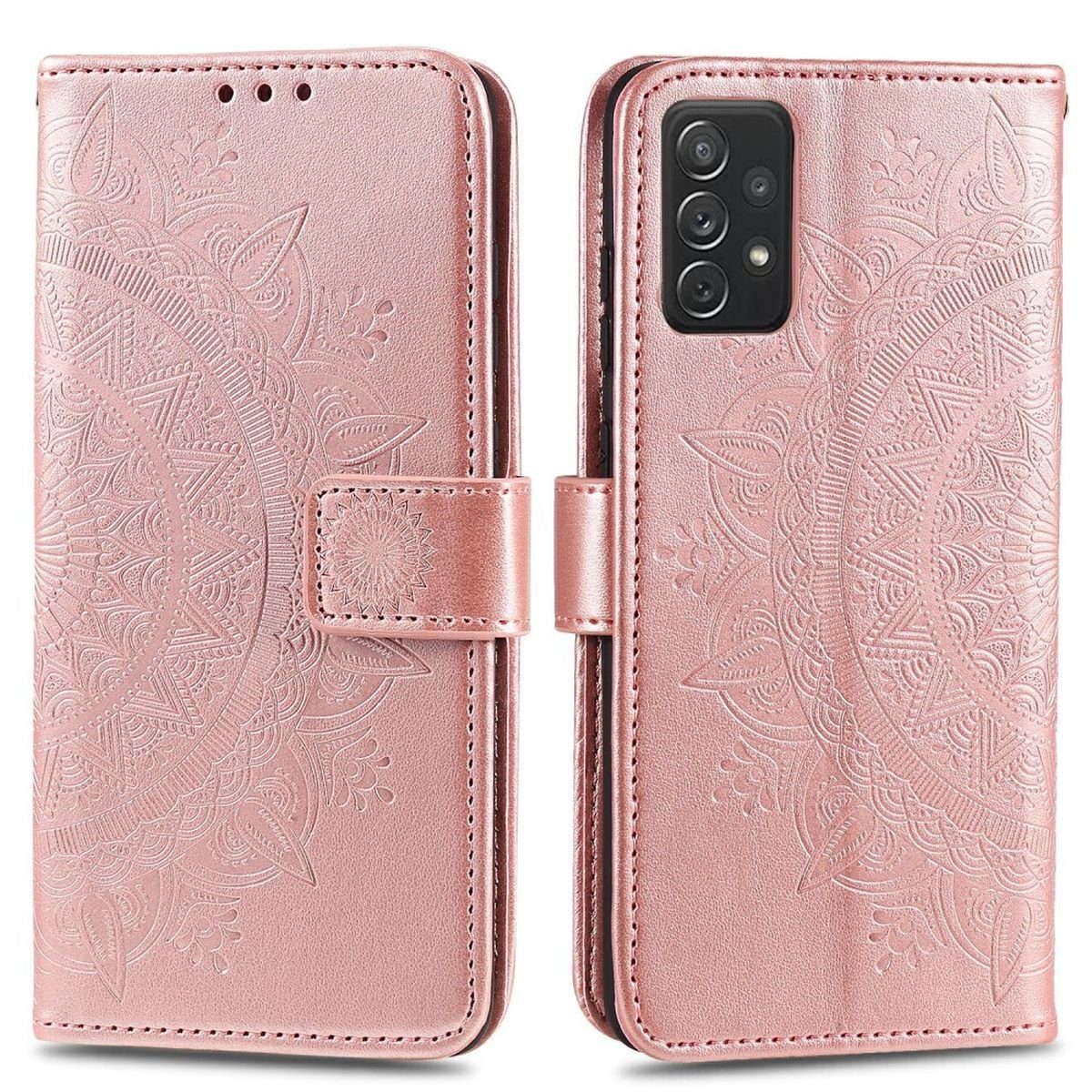 CoverKingz Handyhülle Hülle für Samsung Galaxy A72 Handyhülle Flip Case Cover Etui Mandala, Klapphülle Schutzhülle mit Kartenfach Schutztasche Motiv Mandala