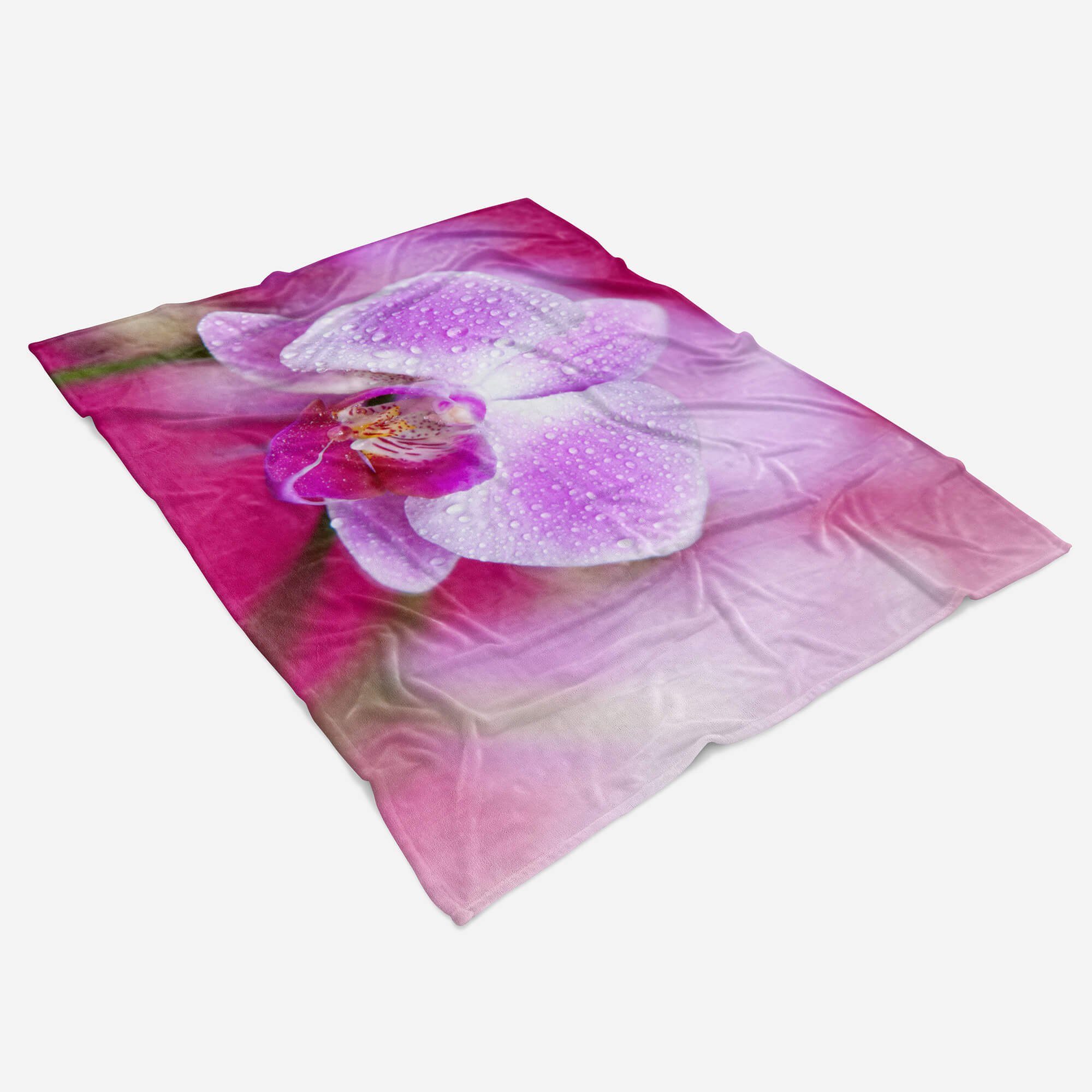 Handtücher Blü, Strandhandtuch Handtuch Saunatuch Handtuch Sinus Baumwolle-Polyester-Mix Orchidee Art Kuscheldecke Blume (1-St), mit Fotomotiv