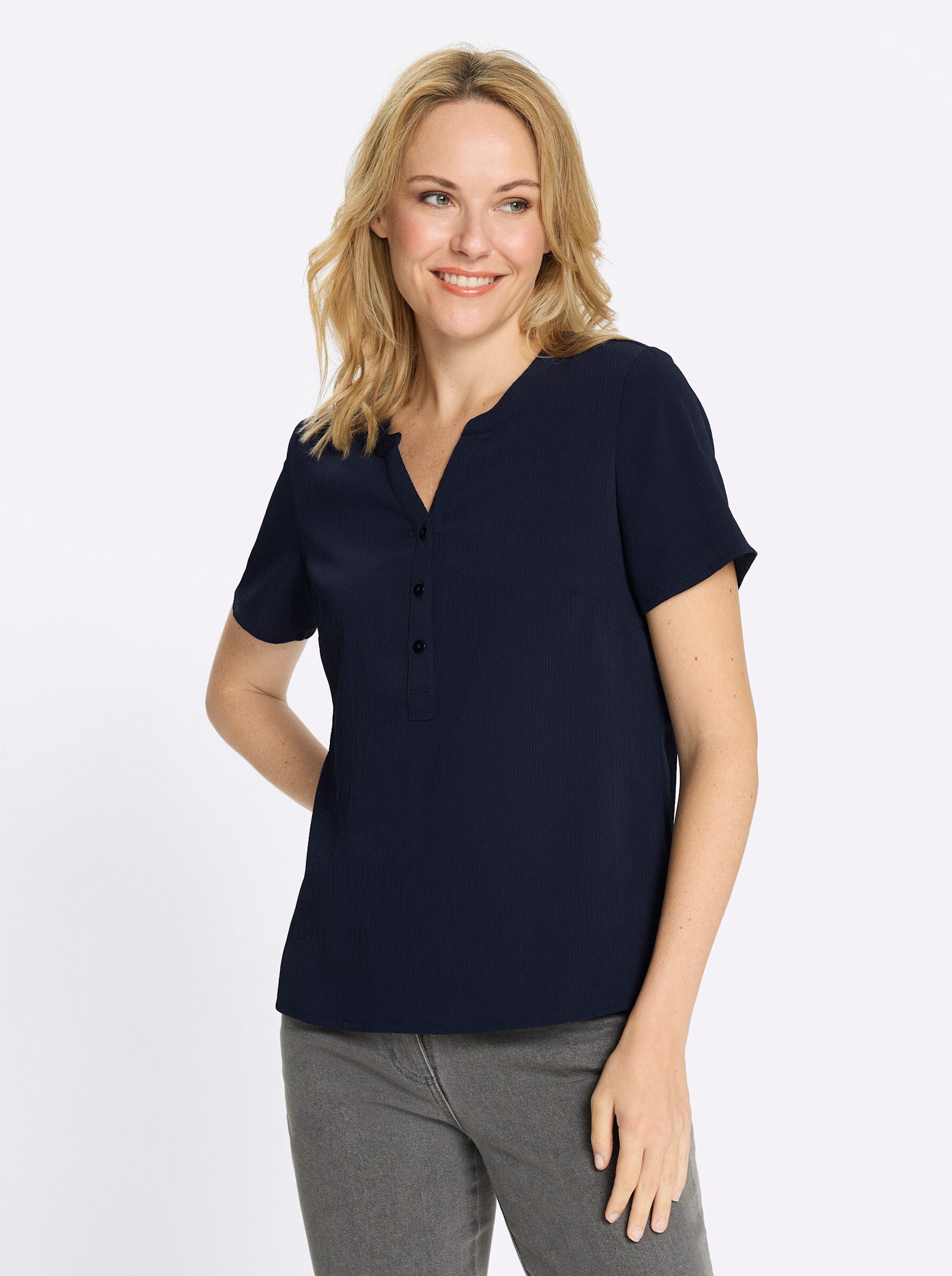 Klassische Bluse Schlupfbluse Kurzarm