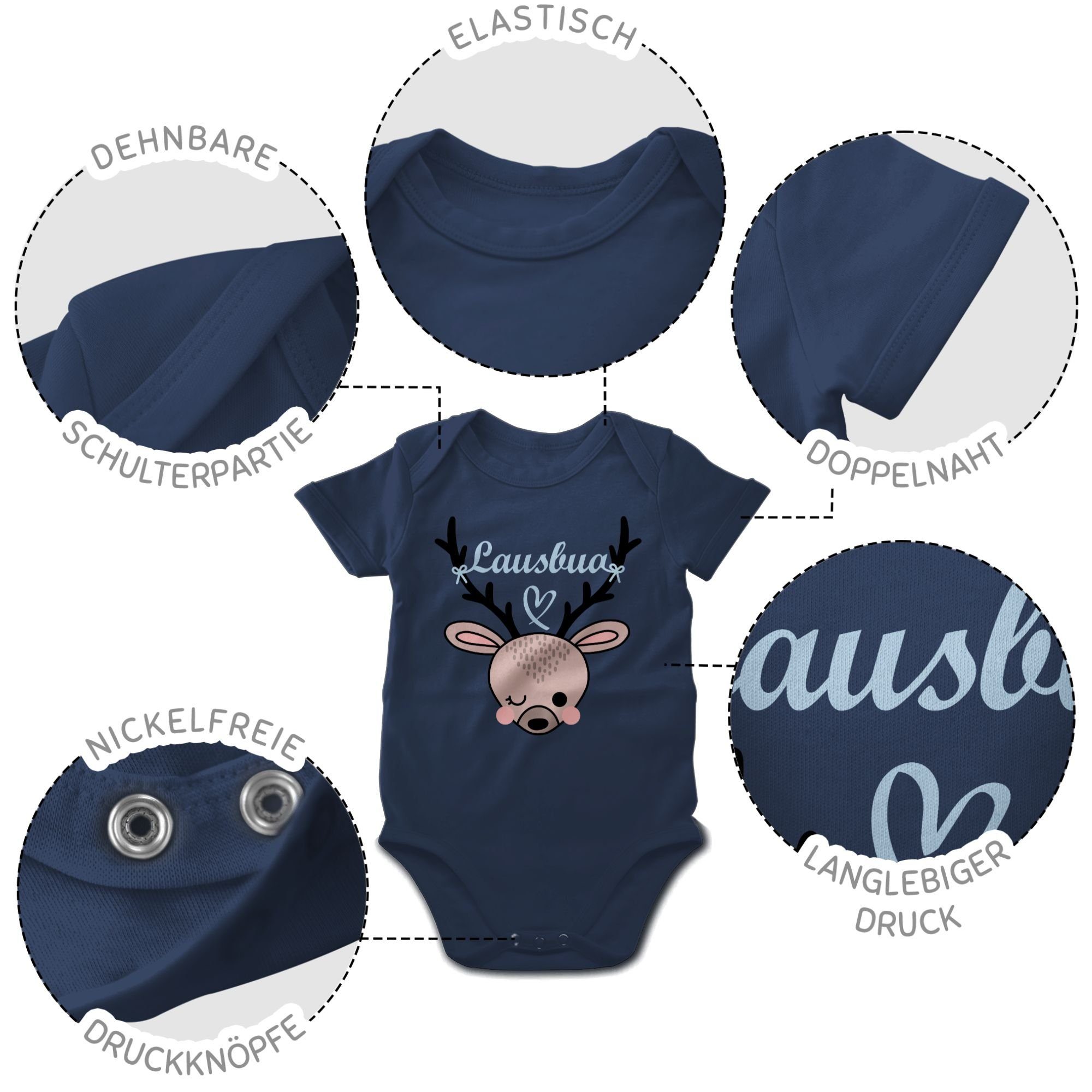 Shirtbody Lausbua Shirtracer 1 Baby für Mode Reh Blau Oktoberfest Outfit Navy