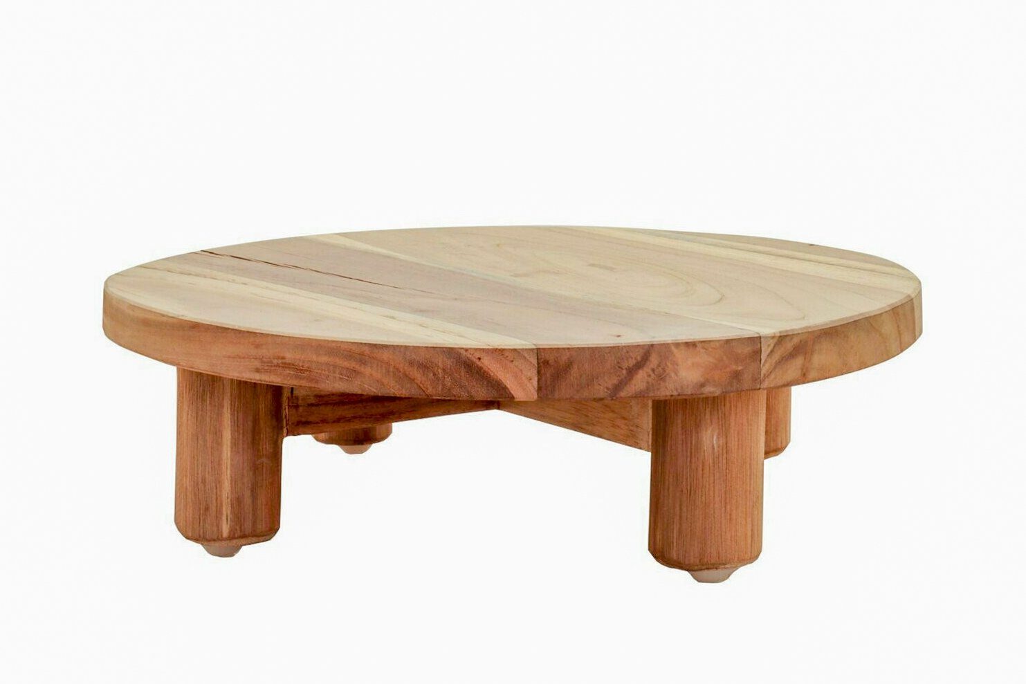 tegawo Blumenhocker FSC- Teak Holz Deko Podest, rund mit 4 Beinen, glatte O günstig online kaufen