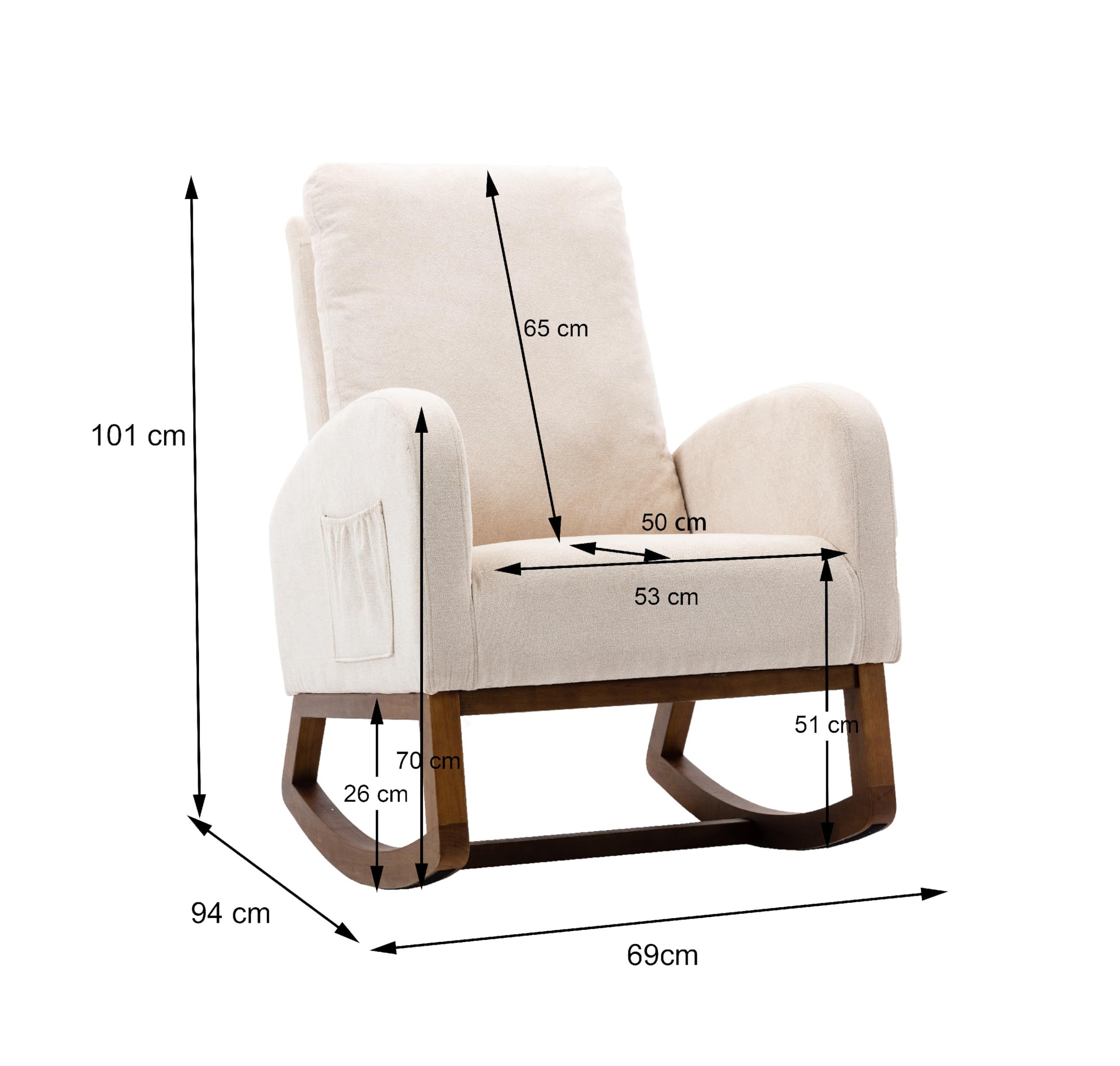 LVHOM Schaukelstuhl aus Massivholzgestell, Samt gepolsterte Schaukelsessel günstig online kaufen