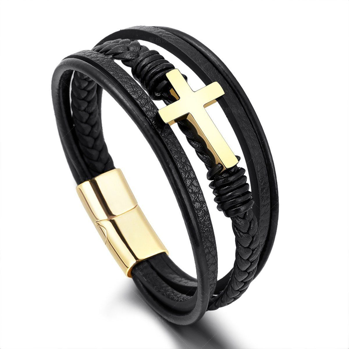 AUKUU Armband Armband Geflochtenes magnetisches Kreuzarmband für Männer schwarz | Armbänder