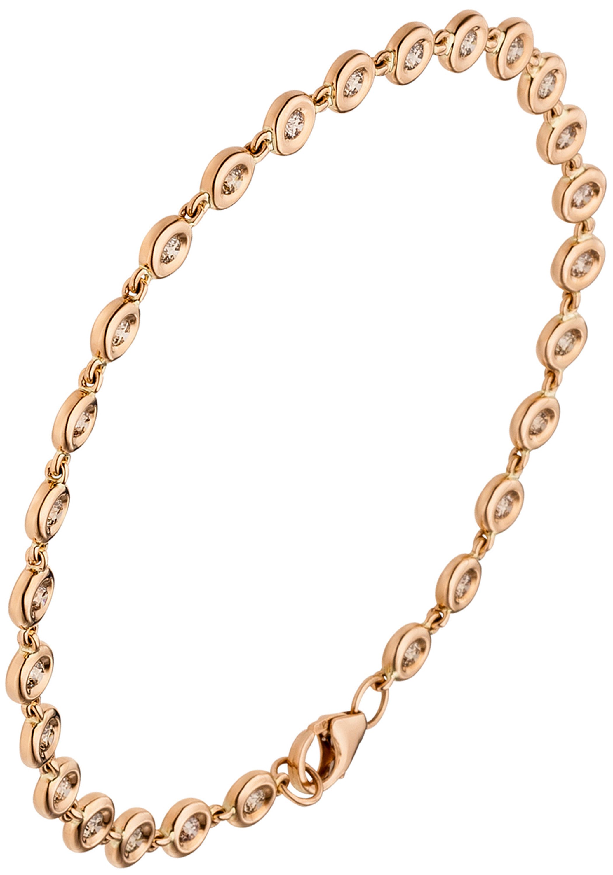 JOBO Tennisarmband Armband Roségoldarmband 18 cm, 585 Roségold mit 27 Diamanten