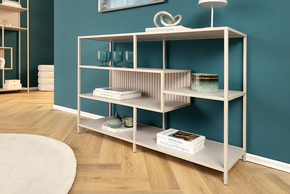 riess-ambiente Bücherregal SLIM LINE 115cm champagner beige Metall · Raumteiler mit 5 Regalböden, Einzelartikel 1-tlg., Standregal fürs Wohnzimmer/Schlafzimmer · Industrial Design