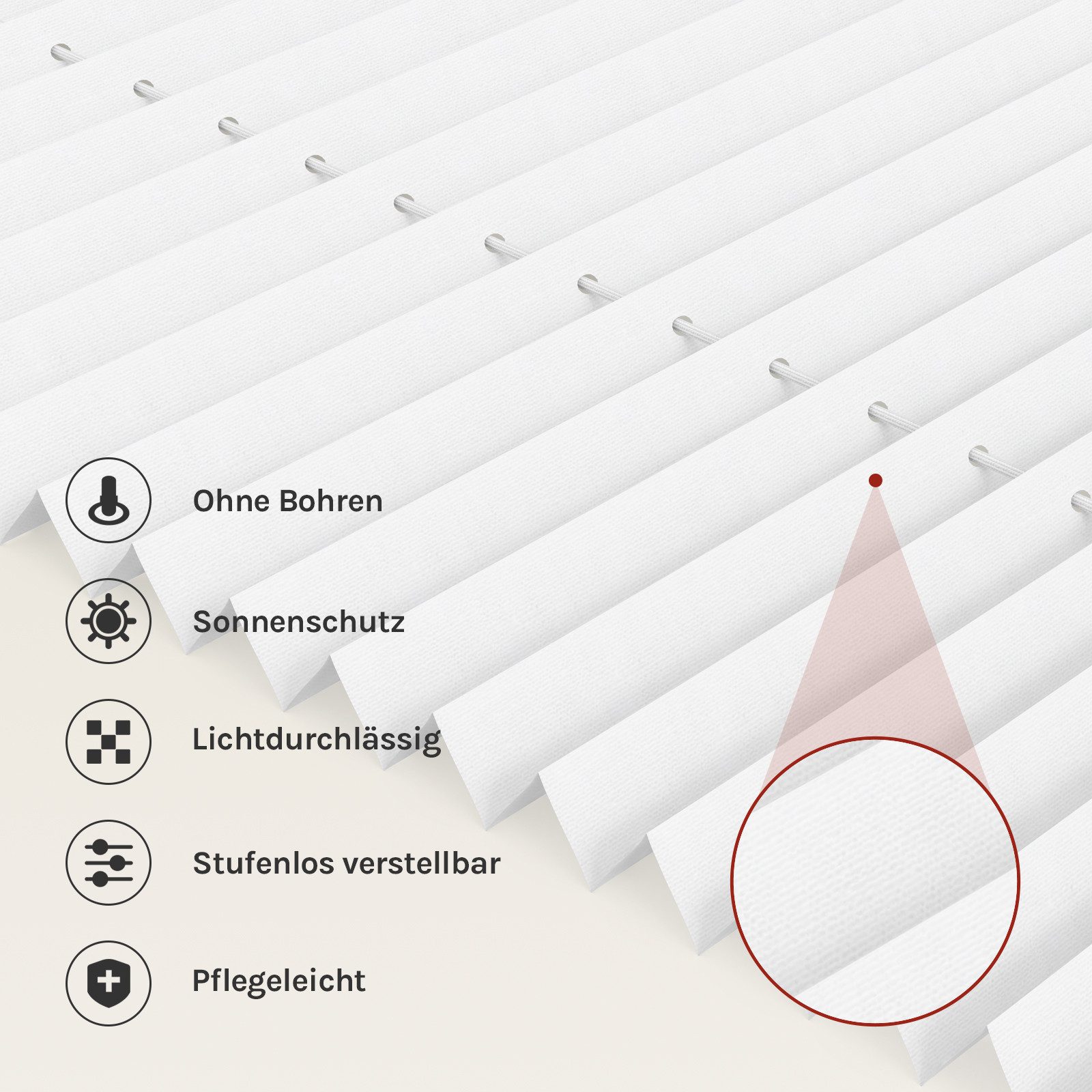 Woltu Plissee, halbtransparent, Klemmfix, Klemmfix, Klemmfix ohne Bohren oder zum Bohren für Fenster & Tür