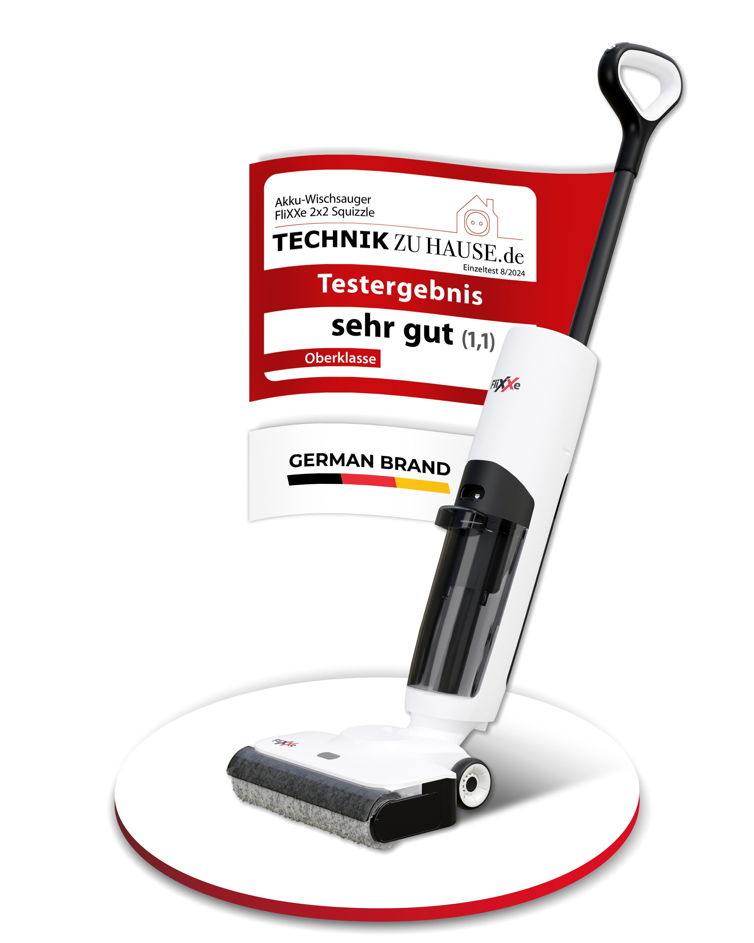 FliXXe Nass-Trocken-Sauger 2X2 Squizzle, 150 W, Kabellos und beidseitige Kantenreinigung.