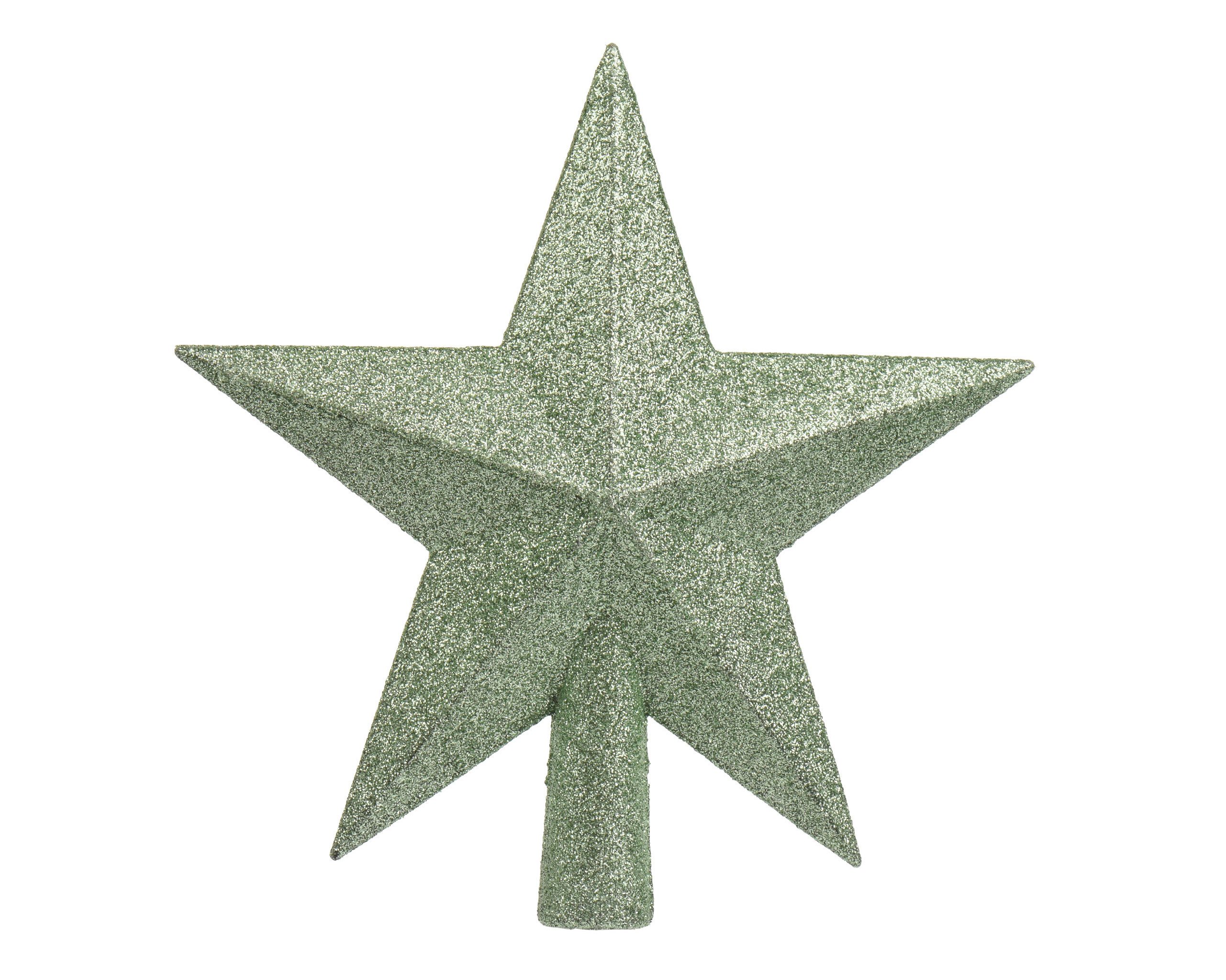Kaemingk Christbaumspitze, Christbaumspitze Stern mit Glitzer 19cm Kunststoff - Pfefferminz