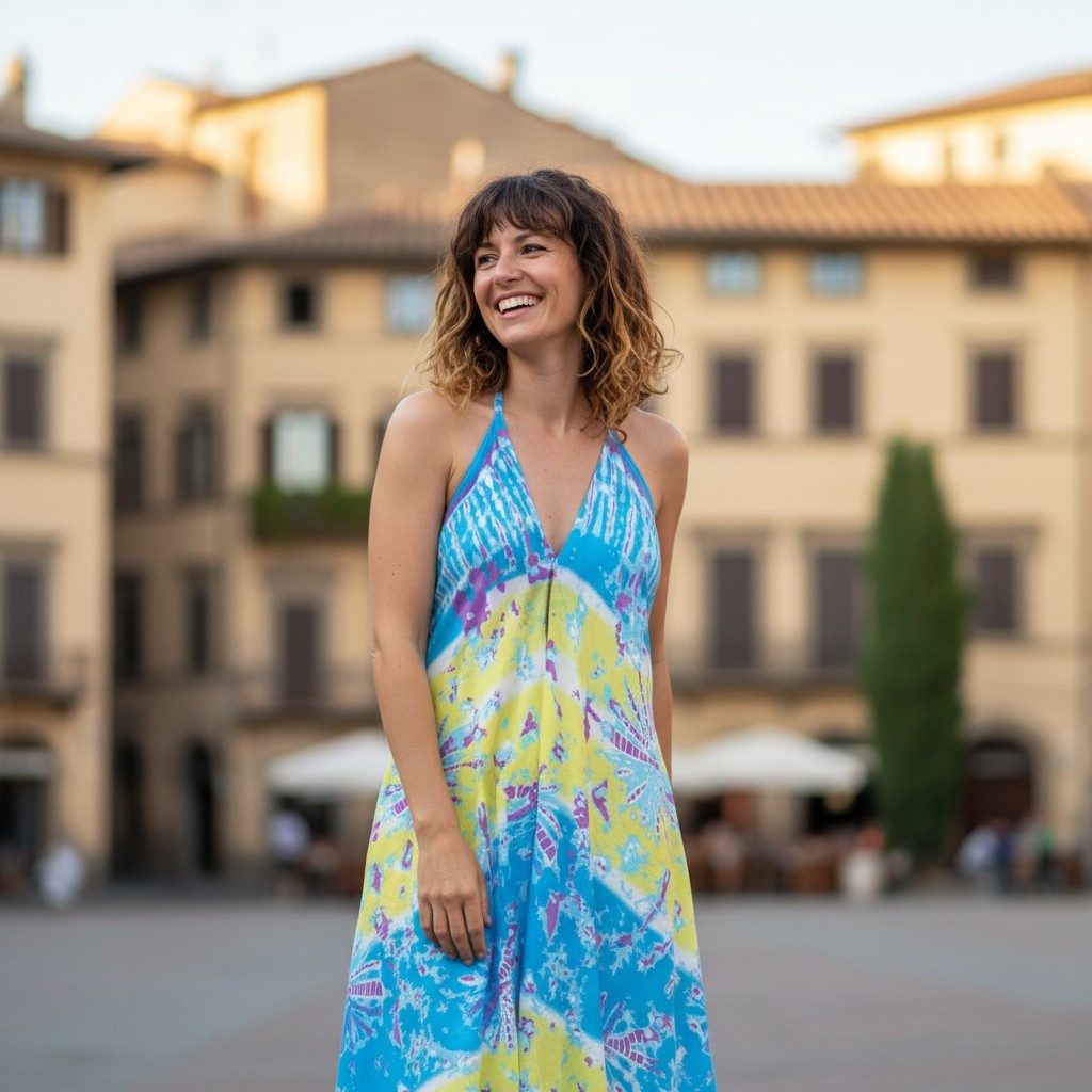 Guru-Shop Midikleid Boho Sommerkleid, Maxikleid mit Batik-Druck,.. alternat günstig online kaufen