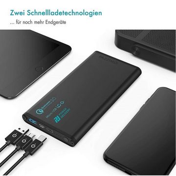 Pazzimo Powerbank mit Power Delivery + Quick Charge 3.0 12.000mAh Powerbank, Flach