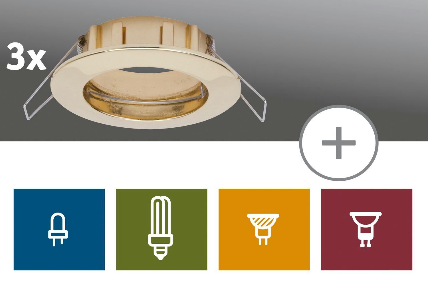 Paulmann Einbauleuchte Paulmann 2easy Premium Einbauleuchte 3er Spot-Set IP44 starr 51mm Gold, Paulmann 2easy Premium Einbauleuchte 3er Spot-Set IP44 starr 51mm Gold