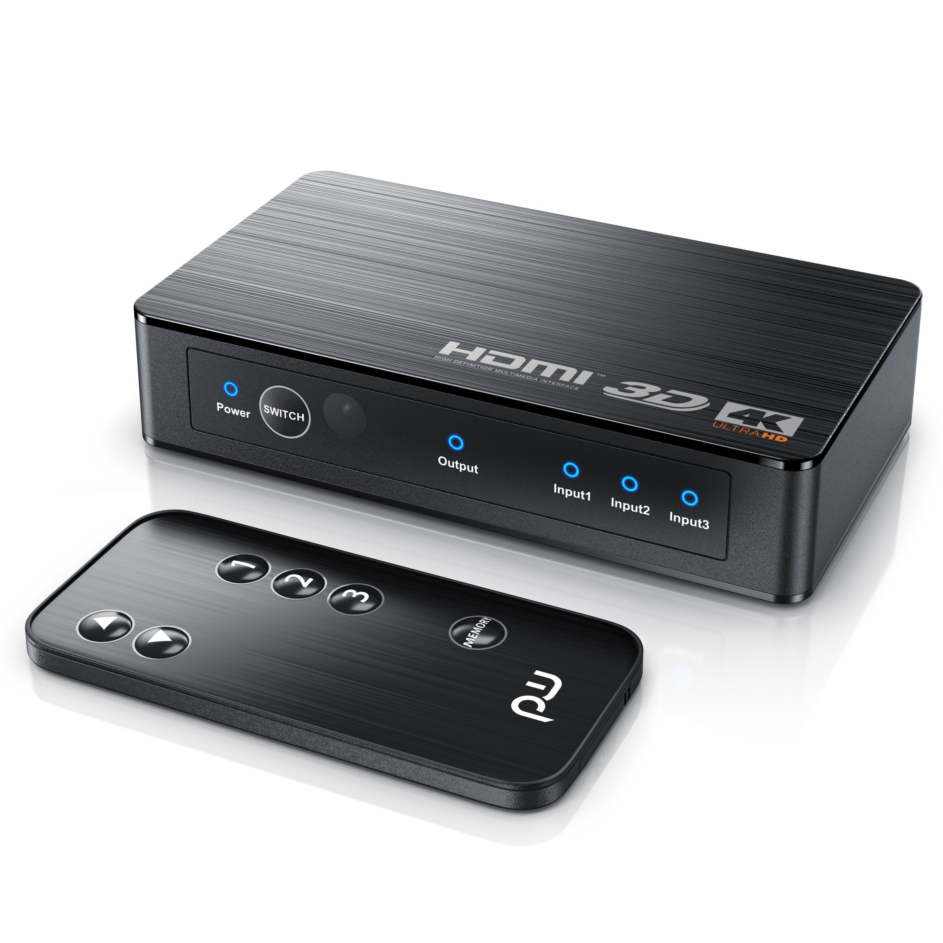 Primewire Audio / Video Matrix-Switch, HDMI 2.0b Verteiler 4k 60Hz UHD, 3 Port, Fernbedienung, Netzteil