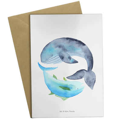Mr. & Mrs. Panda Grußkarte Walfisch Thunfisch - Weiß - Geschenk, Karte, Wortwitz lustig, Grußkar, Hochwertiger Karton