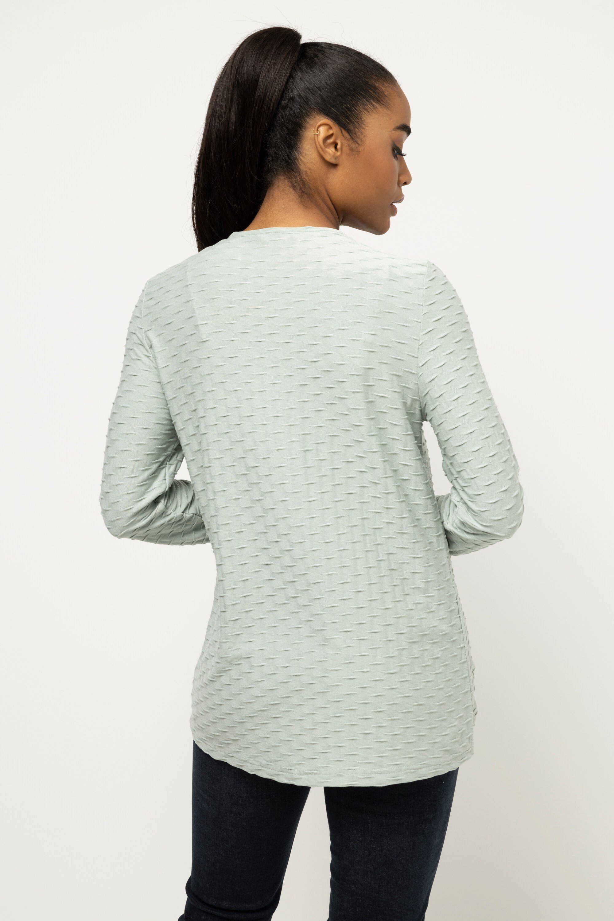 Gina 3D-Struktur Rundhals Langarm Longshirt Shirt Laura