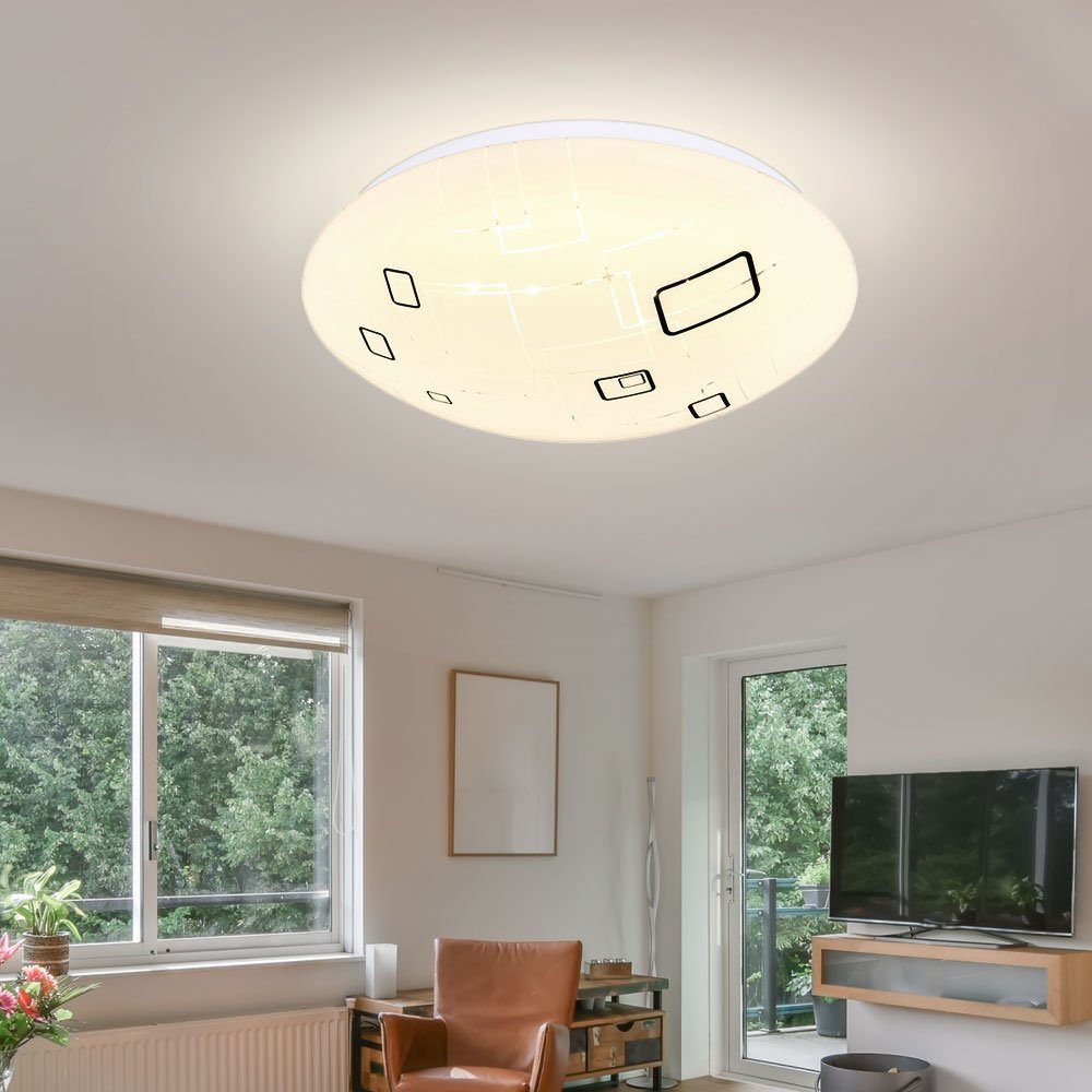 etc-shop LED Deckenleuchte, Leuchtmittel inklusive, Warmweiß, LED Decken Leuchte gemustert Wohn Zimmer Beleuchtung Lampe weiß rund