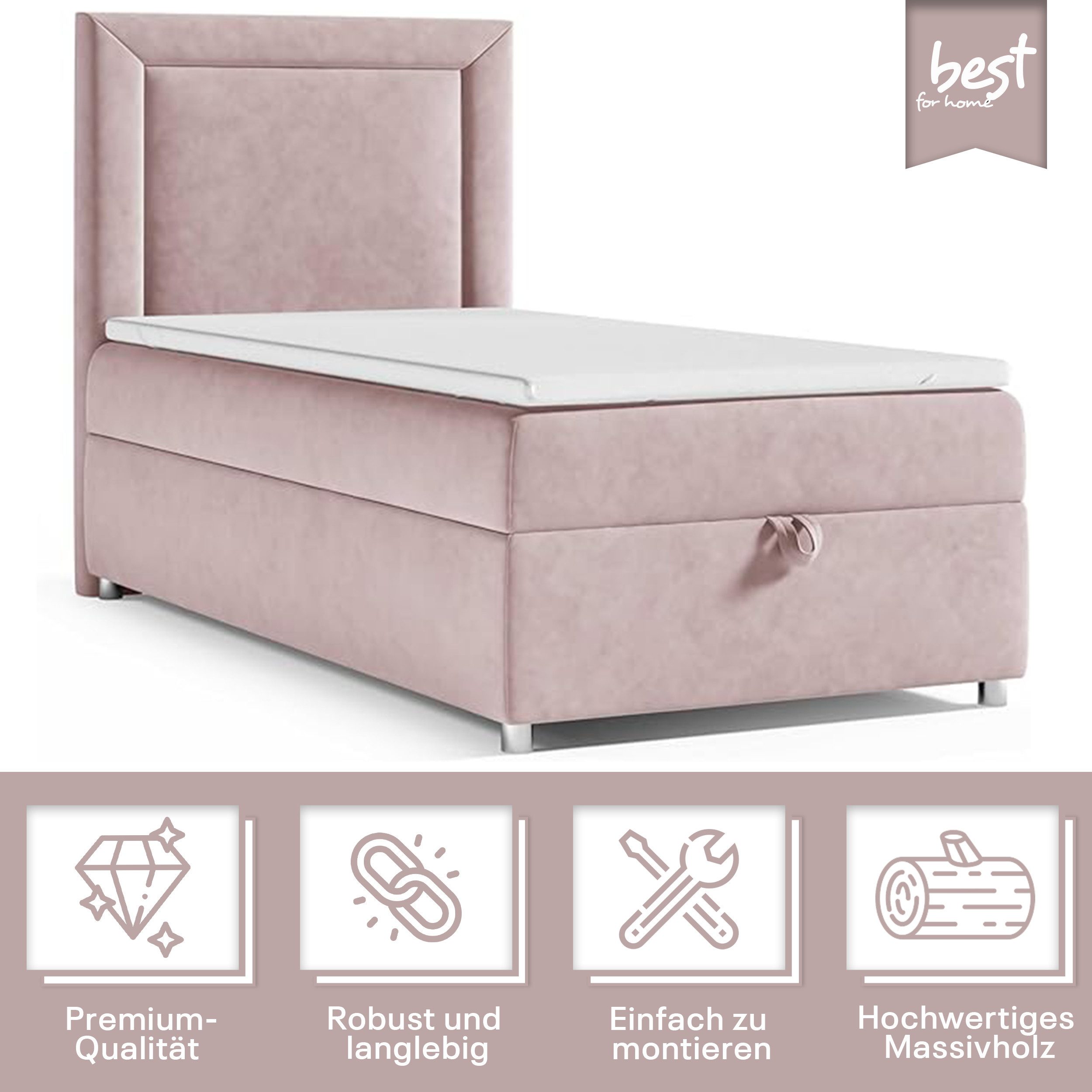 Best for Home Boxspringbett Trinity K-3 Boxspringbett mit Stauraum & Topper günstig online kaufen