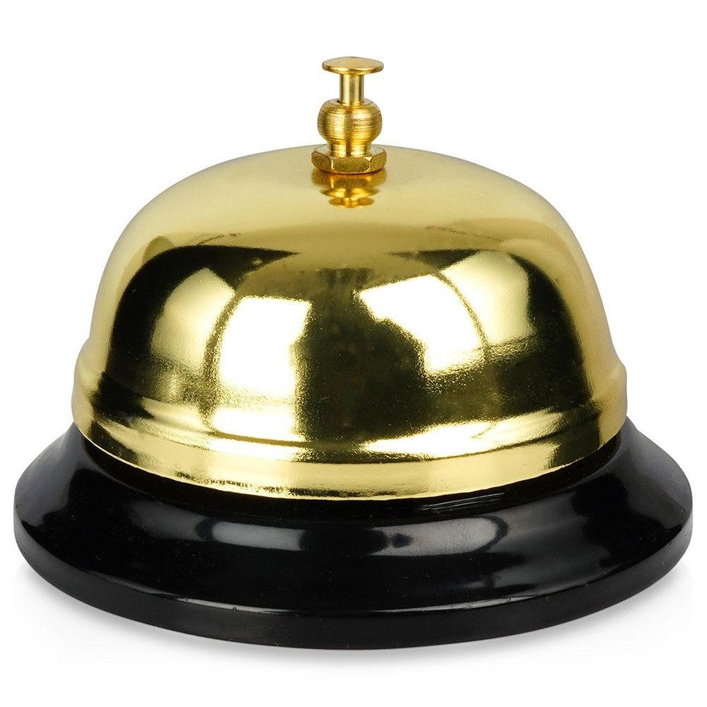 Vilde Glocke In Gold für Hotels 8,5x6cm, 1-St., aus Metall mit schwarzer Basis mit Druckknopf