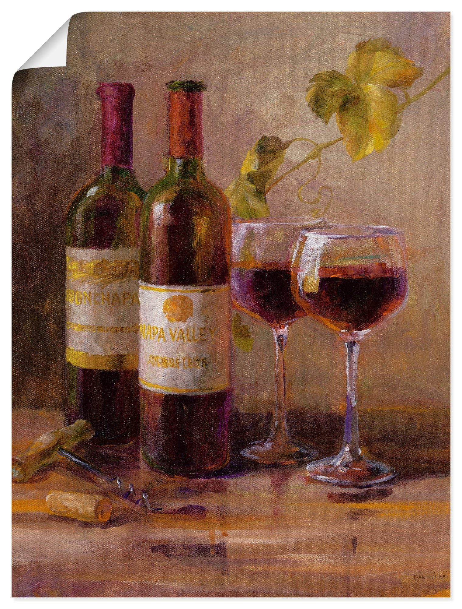 Artland Poster Offener Wein I, Getränke (1 St), ohne Rahmen