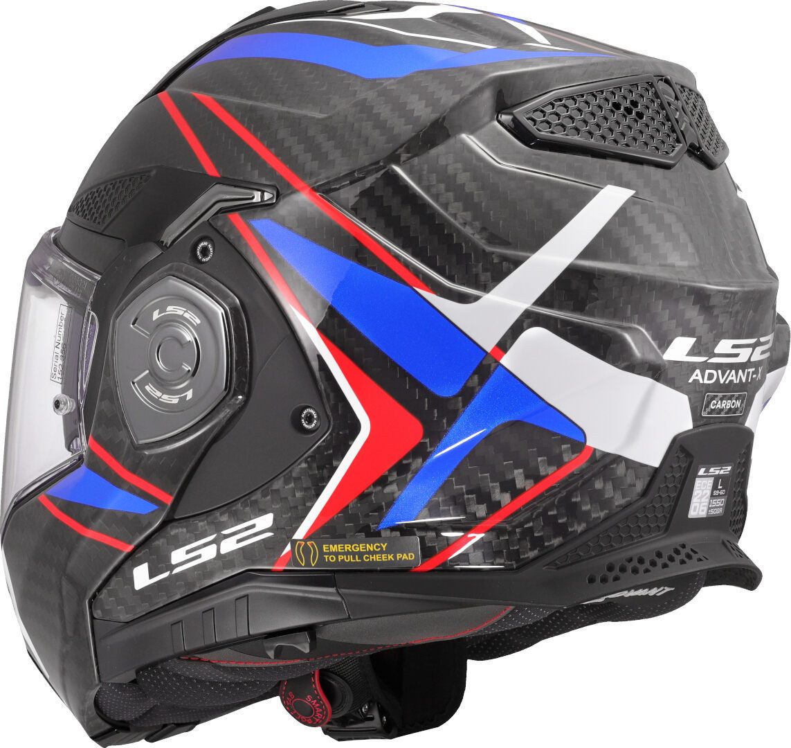 LS2 Motorradhelm FF901 Advant X Carbon Future II Klapphelm, vorbereitet für Kommunikationssystem,Notfallsystem-Polsterung (EQ