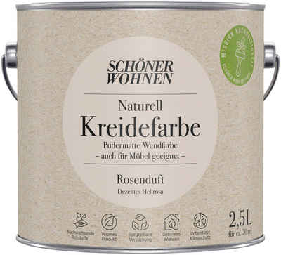 SCHÖNER WOHNEN-Kollektion Wand- und Deckenfarbe Naturell Kreidefarbe, 2,5 Liter, pudermatt, auch für Möbel geeignet, German Brand Award 2023