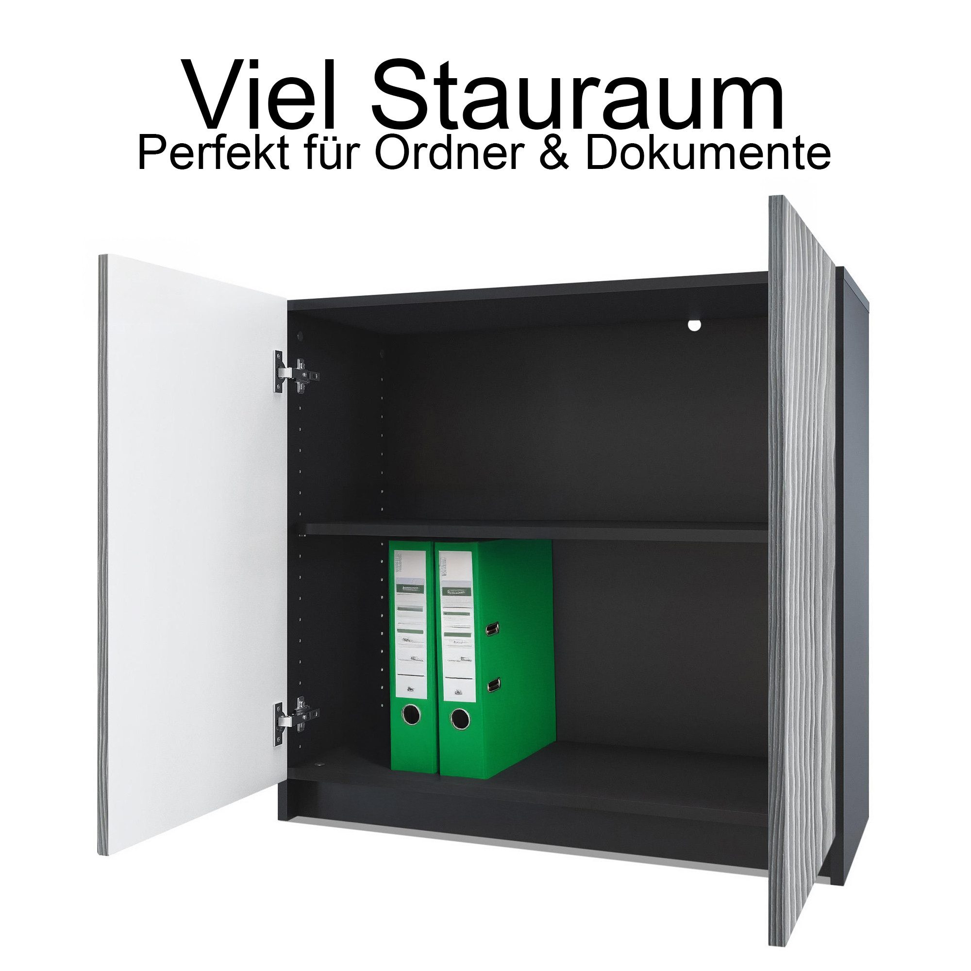 InnoFurn Kommode Elona Kommode (Aktenkommode, Schwarz matt (82 x 78 x 37 cm), Maße: Kommode (BxHxT): 82 x 78 x 37 cm