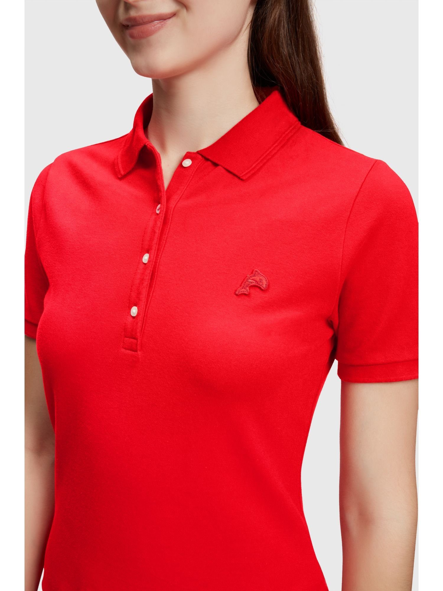 Esprit Poloshirt Klassisches Tennis-Poloshirt mit Dolphin-Batch RED