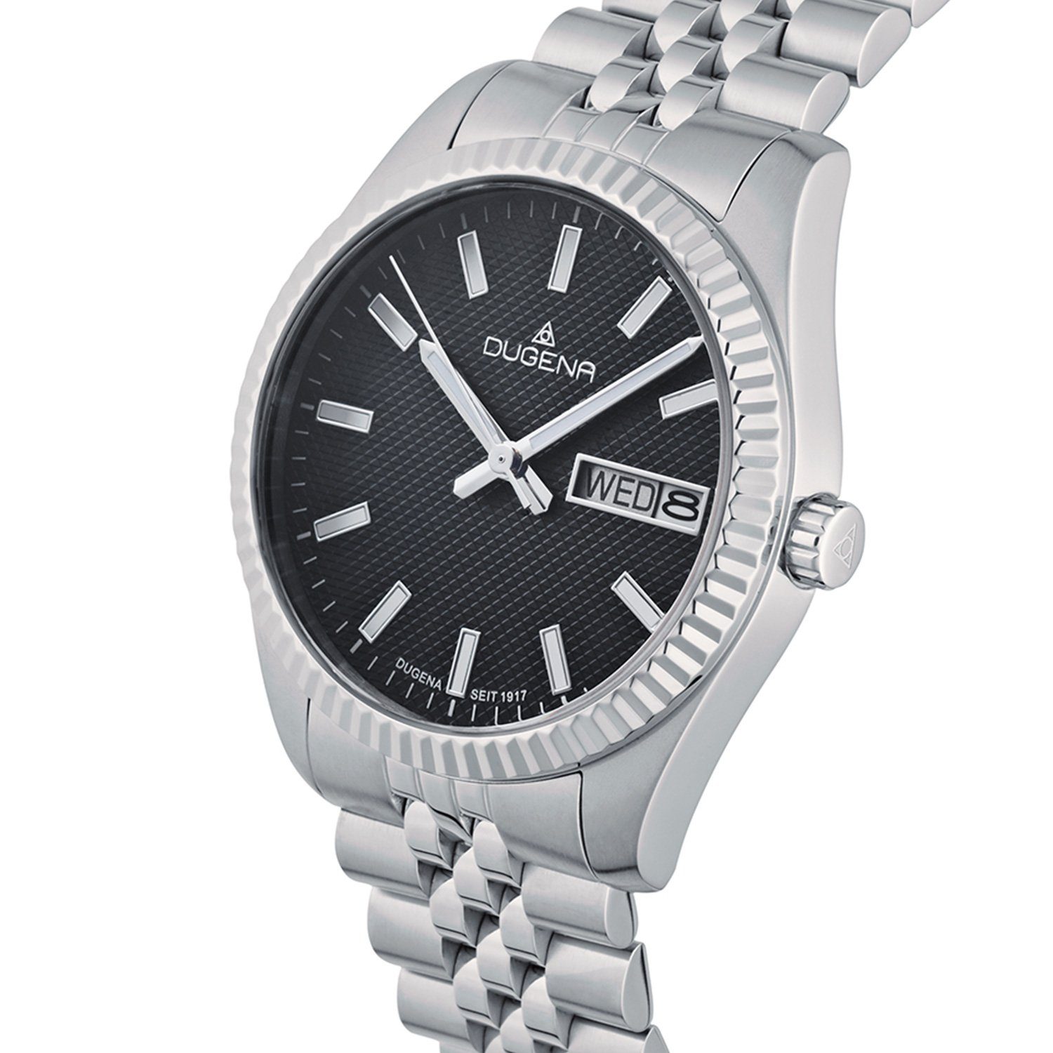 Dugena Quarzuhr Herrenuhr 4461068 Vento, Quarz, schwarzes Zifferblatt, Edelstahl
