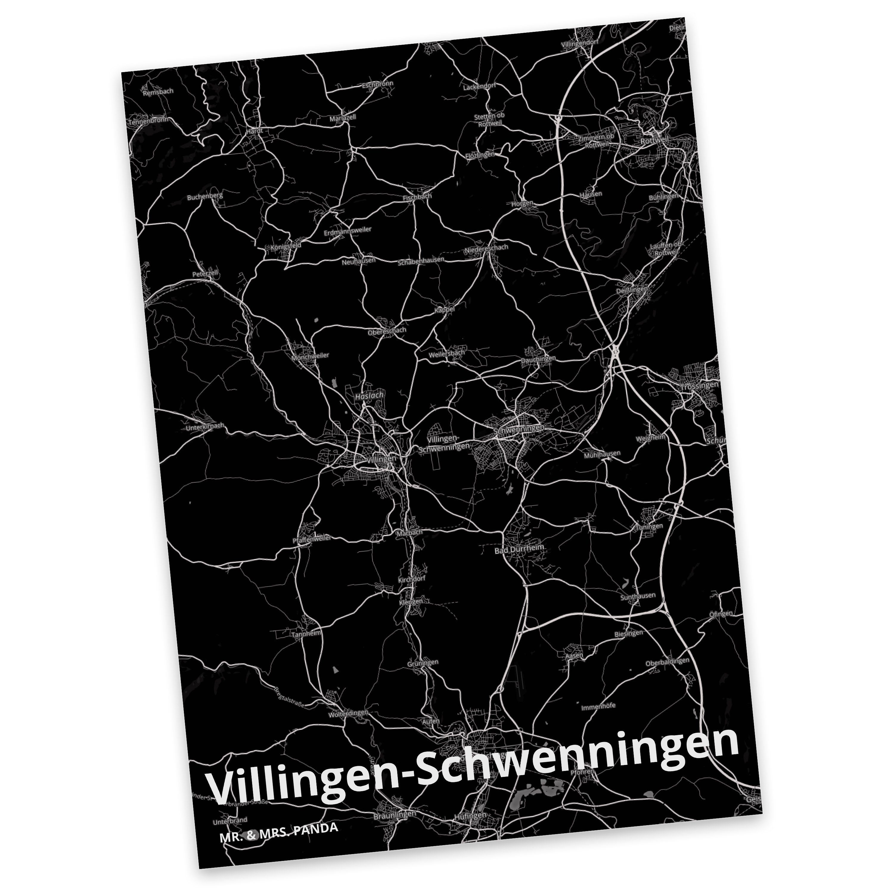 Mr. & Mrs. Panda Postkarte Villingen-Schwenningen - Geschenk, Ansichtskarte, Dankeskarte, Städte