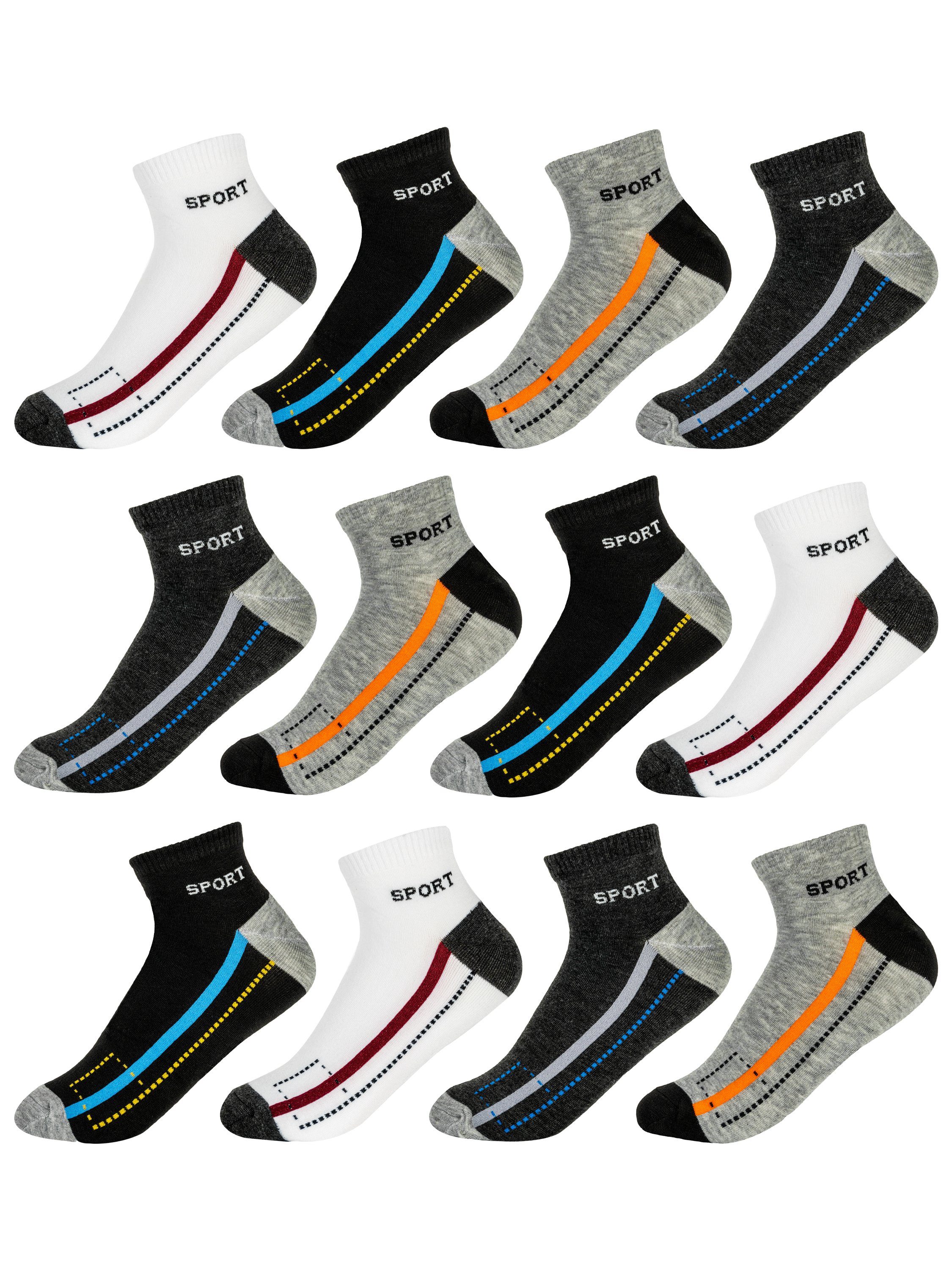 TEXEMP Sneakersocken 12 Paar Sneaker Socken Sport Freizeit Herren Damen Socken Baumwolle Kurz Socken 39-42 43-46 (Packung, 12 Paar)