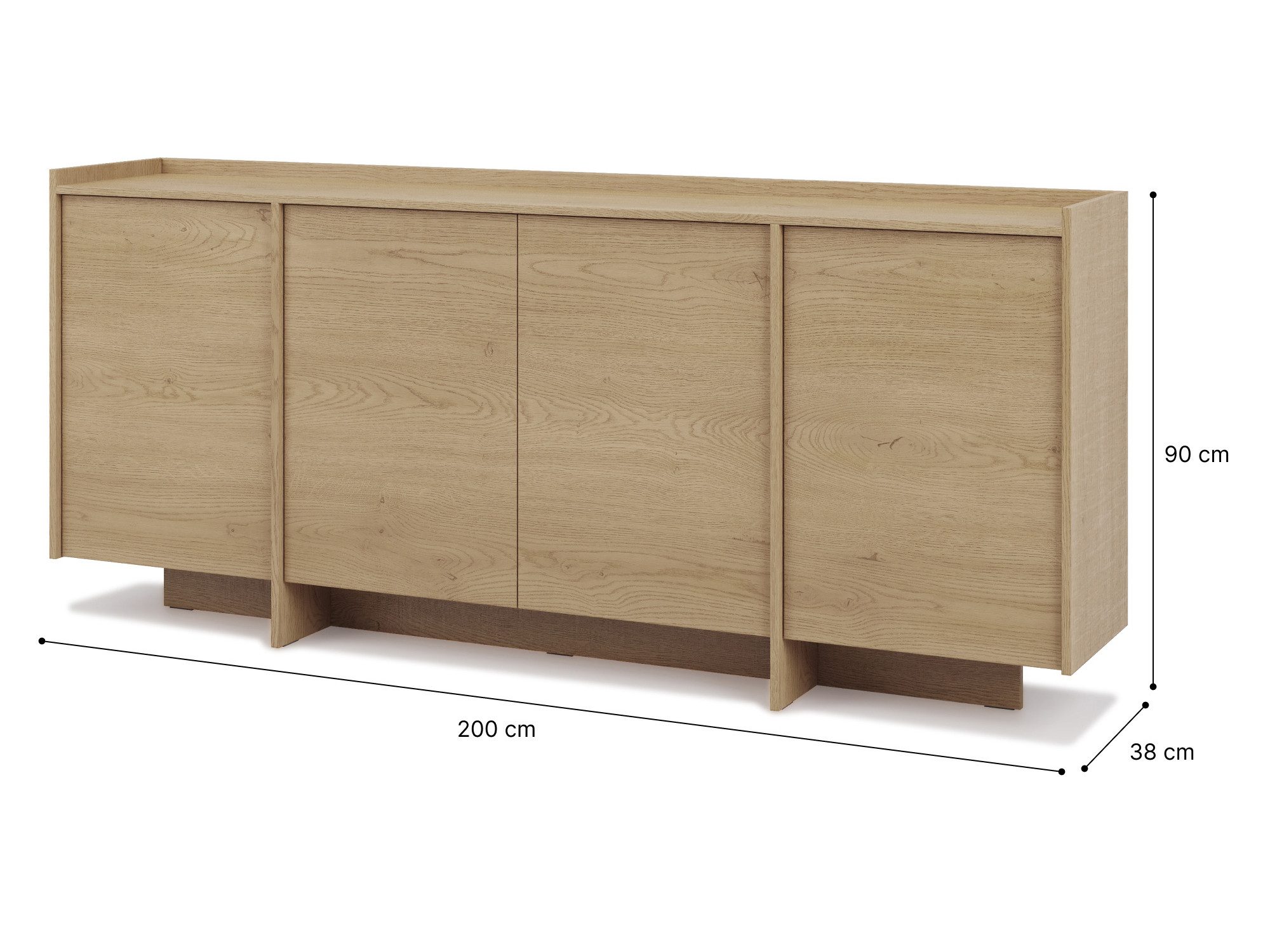 Beautysofa Kommode JUNI mit 4 Türen (Push-to-Open-Funktion, im Japandi-Stil), Breite: 200 cm