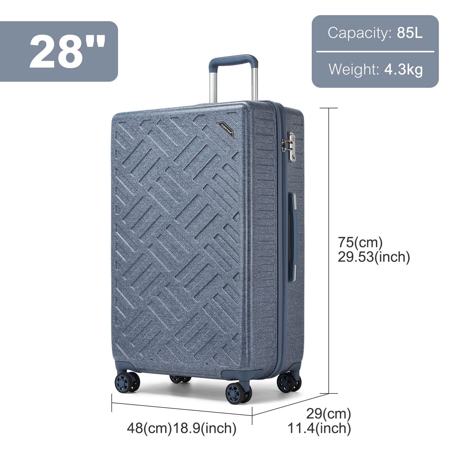 Supercase Trolley Leichter Hartschalenkoffer mit 4 günstig online kaufen