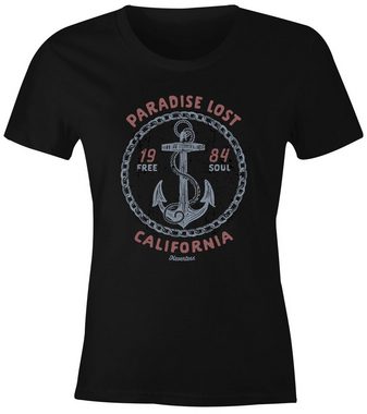 Neverless Print-Shirt Damen T-Shirt Anker Motiv maritim Schriftzug California Paradise lost Fashion Streetstyle Slim Fit Neverless® mit Print