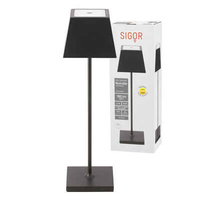 SIGOR LED Tischleuchte Tischleuchte NUINDIE Nachtschwarz eckig, Dimmbar, 1 LED Platine, 2700 Kelvin