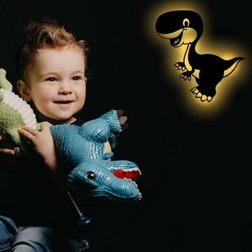 Namofactur LED Dekolicht Dino - Schlaflicht mit Dinosaurier Motiv für Kleinkinder - Wand Lampe, Ohne Zugschalter/Stern, LED fest integriert, warmweiß, Wanddekoobjekt Kinderzimmer Leuchte batteriebetrieben