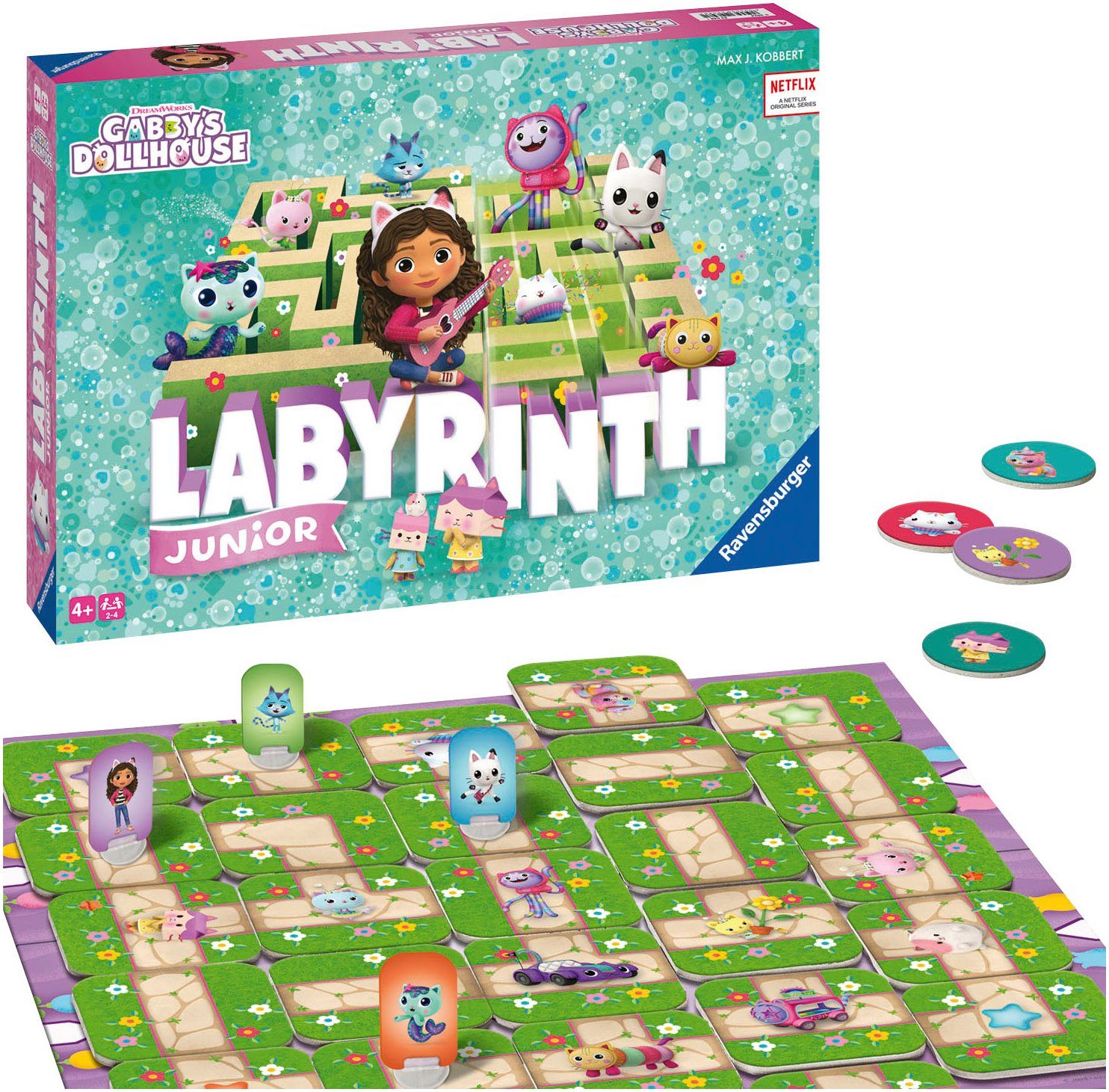 Ravensburger Spiel Gabby's Dollhouse Junior Labyrinth, Familienspiel, Made in Europe