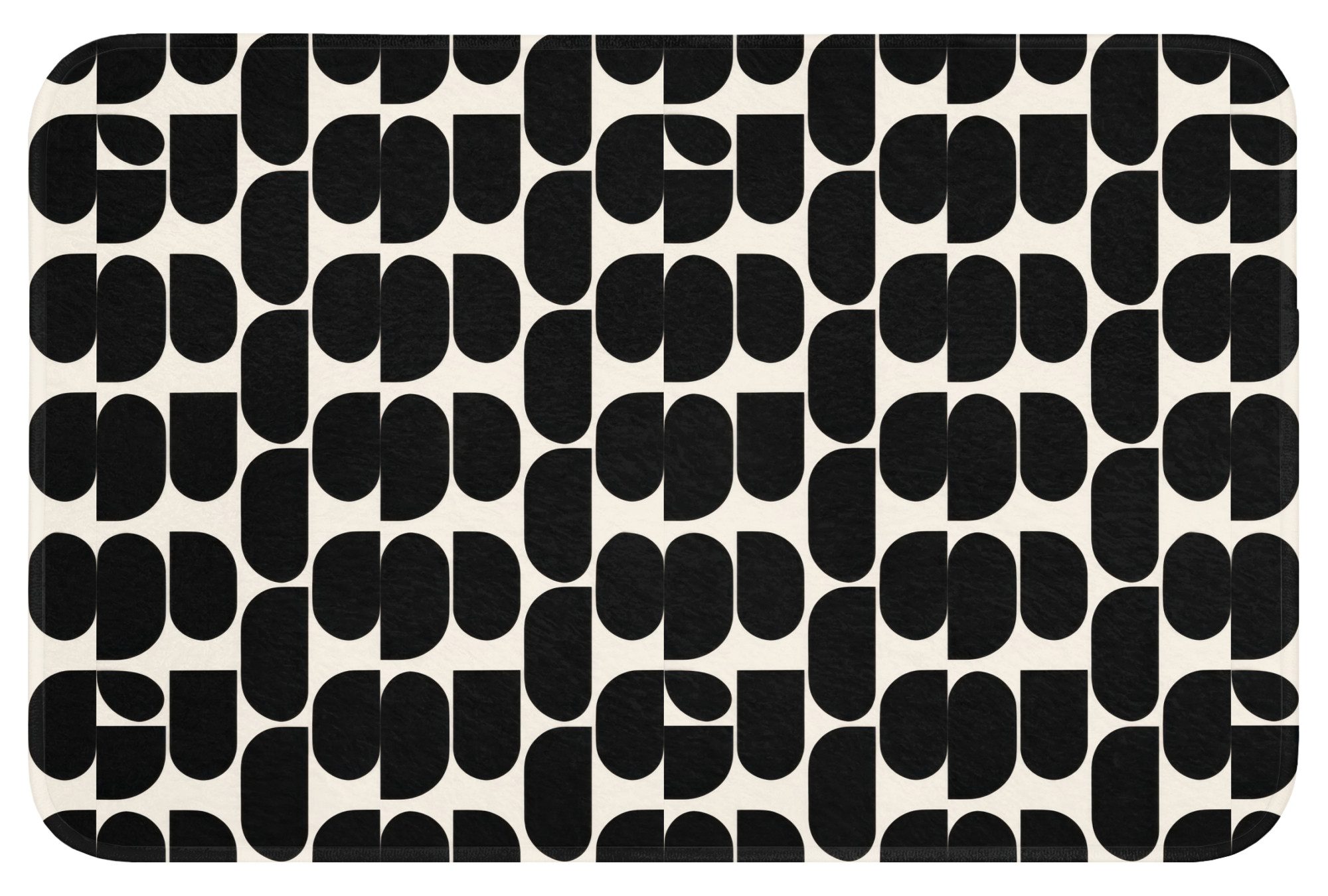 OnlyWow Badematte Modern - Gemustert - Schwarz, Höhe 10 mm, Polyester, Rechteckig, Badezimmerteppich, Badteppich, Rutschfest, Badvorleger, Waschbar