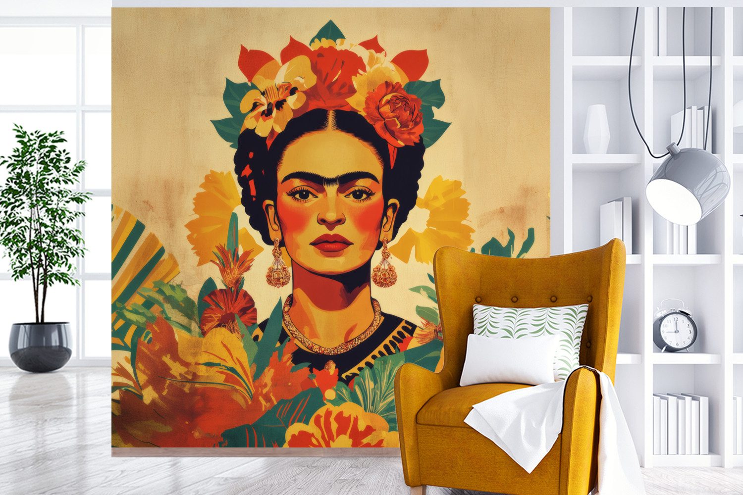 MuchoWow Fototapete Feminin - Blumen - Schmuck, Matt, bedruckt, Vliestapete für Wohnzimmer Schlafzimmer Küche, Fototapete, 220x220 cm