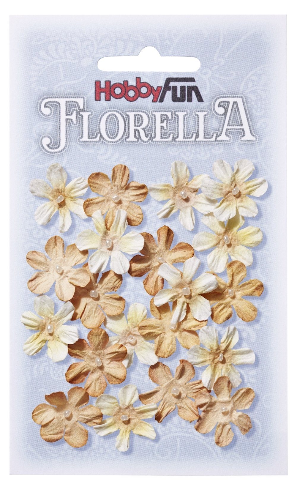 HobbyFun Dekofigur FLORELLA-Blüten aus Maulbeer-Papier, 2 cm, beige