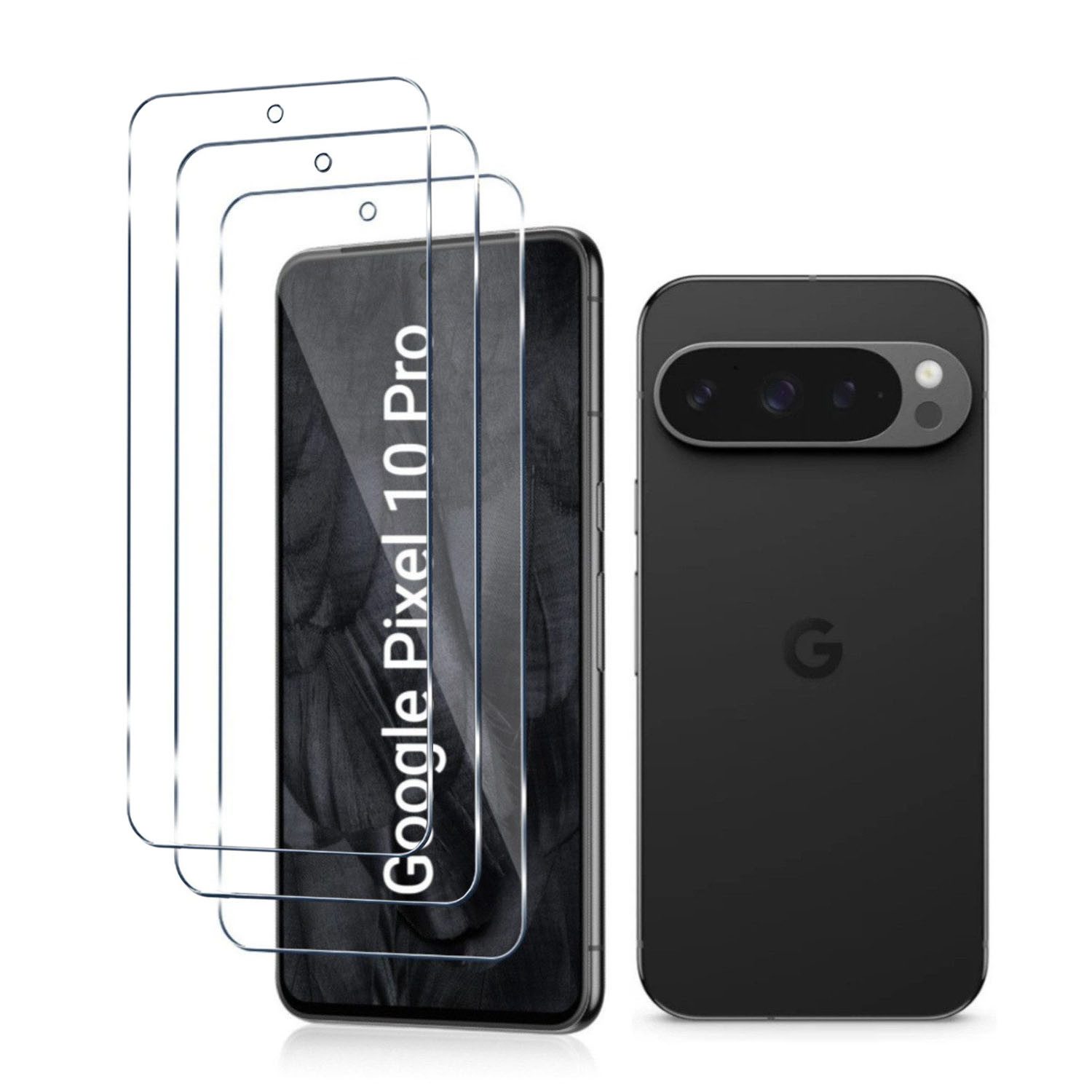 CLM-Tech Displayschutzglas 3X für Google Pixel 11 Pro / 11, Pixel 10 Pro / 10 6,3 Zoll, Panzerglas Folie - Anti-Fingerabdruck und kratzfest -, 3 Stück, Gehärtetes 9H Glas