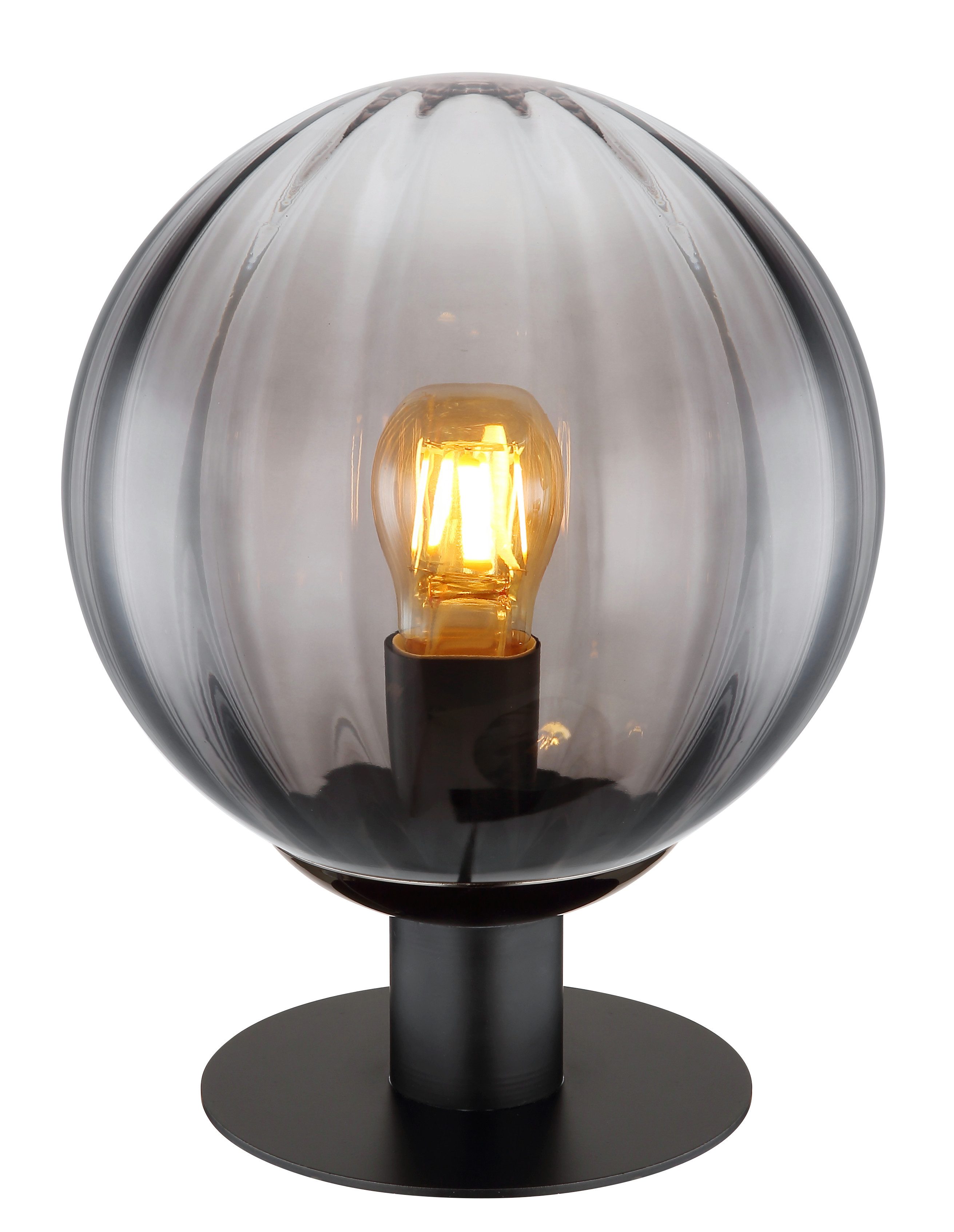 GLOBO LIGHTING Tischleuchte DALLERTA, ohne Leuchtmittel, Tischlampe/Glas rauchfarben/Schalter am Kabel/Wohnbereich