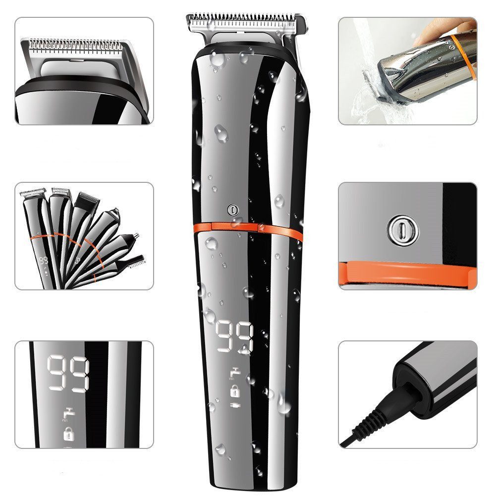 HATTEKER Haarschneider SK-788, Bartschneider Präzisionstrimmer Nasen- und Ohrenhaarschneider, Multifunktions-Trimmer 6-in-1