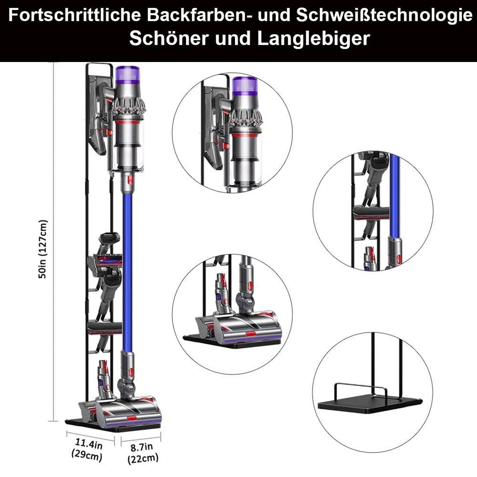 SURFOU Standhalterung Ständer Kompatibel für Dyson, mit Zubehörhalter und Rollen., (ohne Bohren, Organisieren Sie Staubsauger und Zubehör platzsparend) – Bild 3 von 5