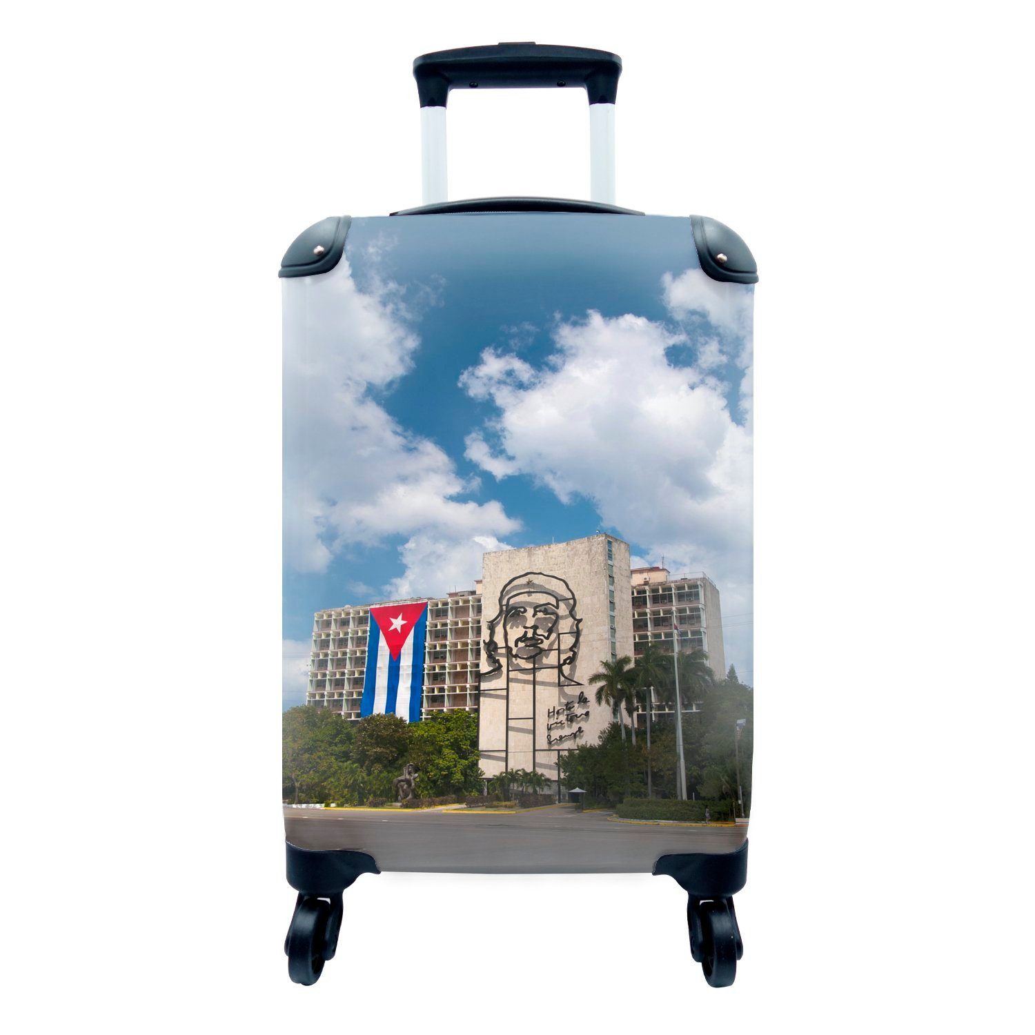 MuchoWow Handgepäckkoffer Guevaras Porträt auf der Plaza de la Revolucion, 4 Rollen, Reisetasche mit rollen, Handgepäck für Ferien, Trolley, Reisekoffer | Handgepäck-Koffer