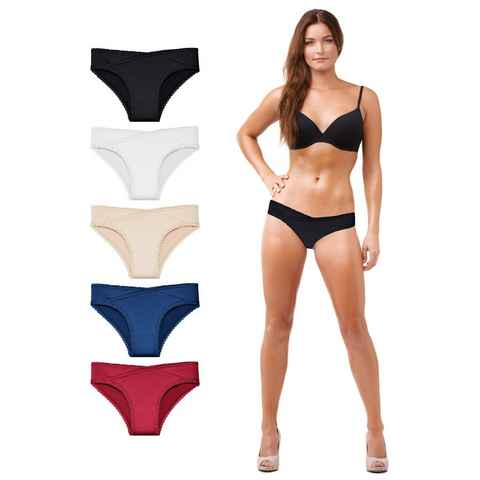 TEXEMP Minislip 5er Pack Damen Mini Slip Bio Baumwolle Unterwäsche Unterhose Panty (5-St., 5er-Pack) Hautfreundlicher Stoff