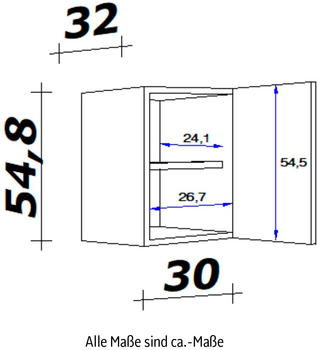 Hängeschrank Kopenhagen H Flex-Well cm x 30 T) 32 x x x 54,8 (B